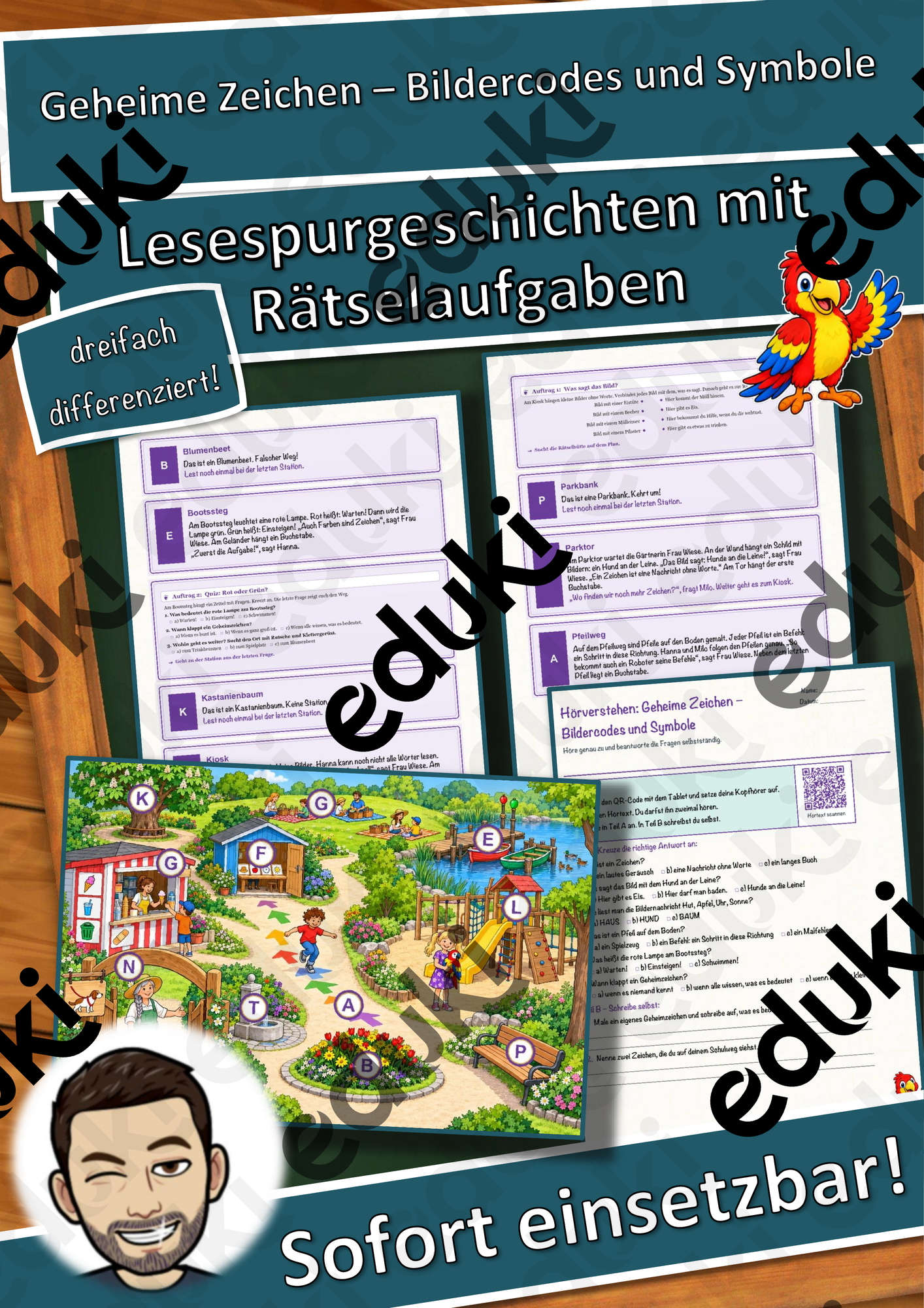 Geheime Zeichen – Bildercodes und Symbole – Lesespurgeschichte mit Rätselaufgaben (Klasse 1)