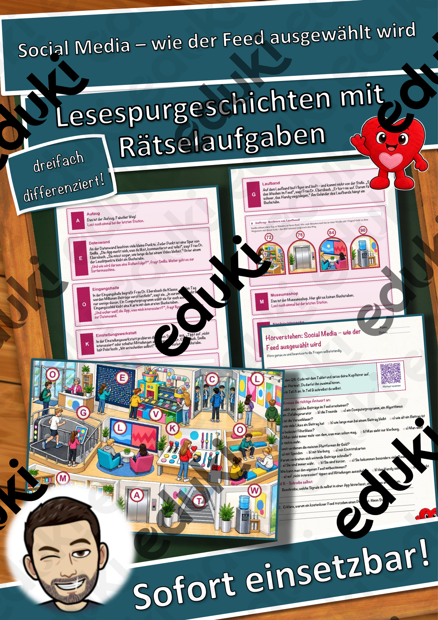 Social Media – wie der Feed ausgewählt wird – Lesespurgeschichte mit Rätselaufgaben (Klasse 8)