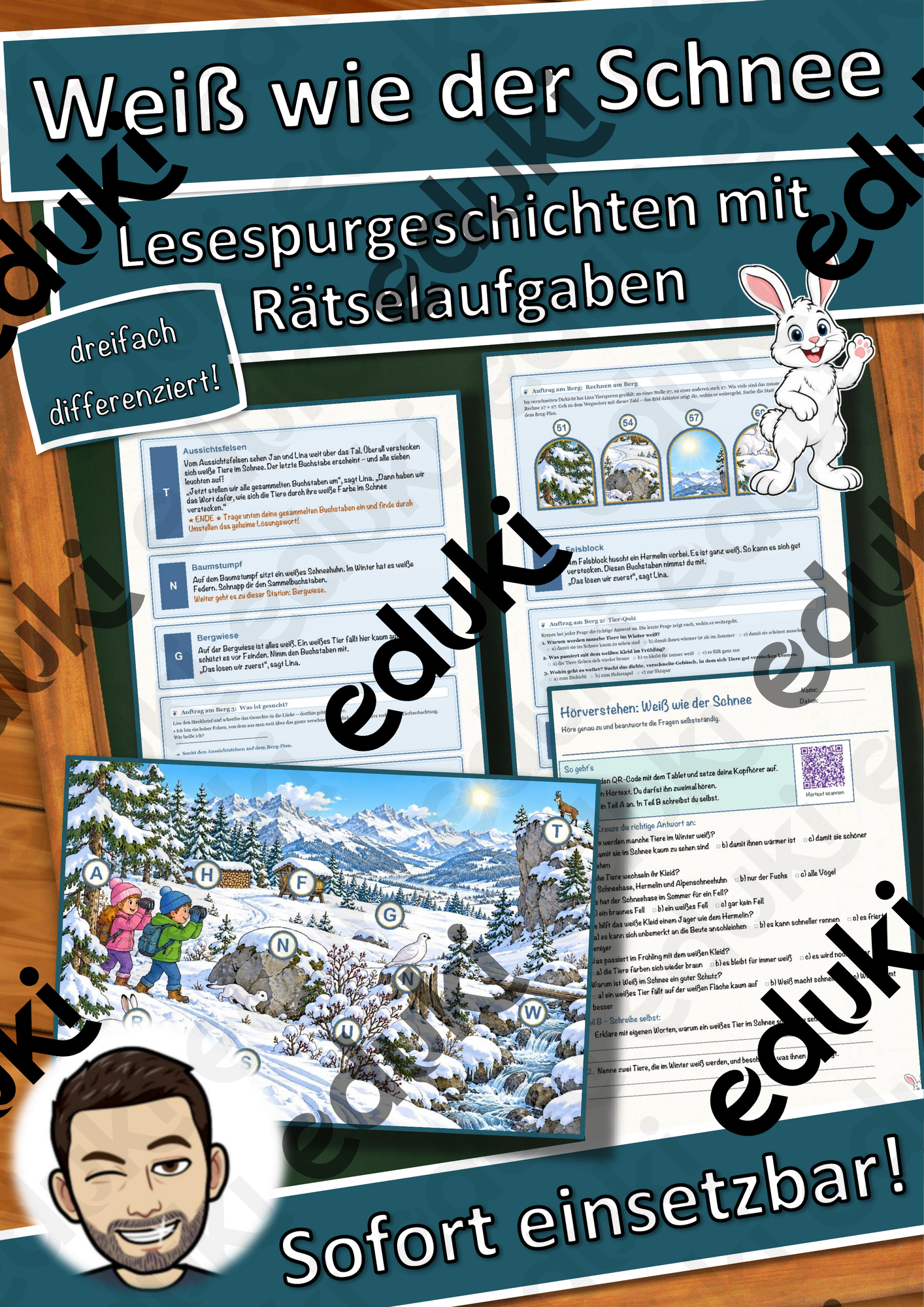 Weiß wie der Schnee – Lesespurgeschichte mit Rätselaufgaben (Klasse 3)