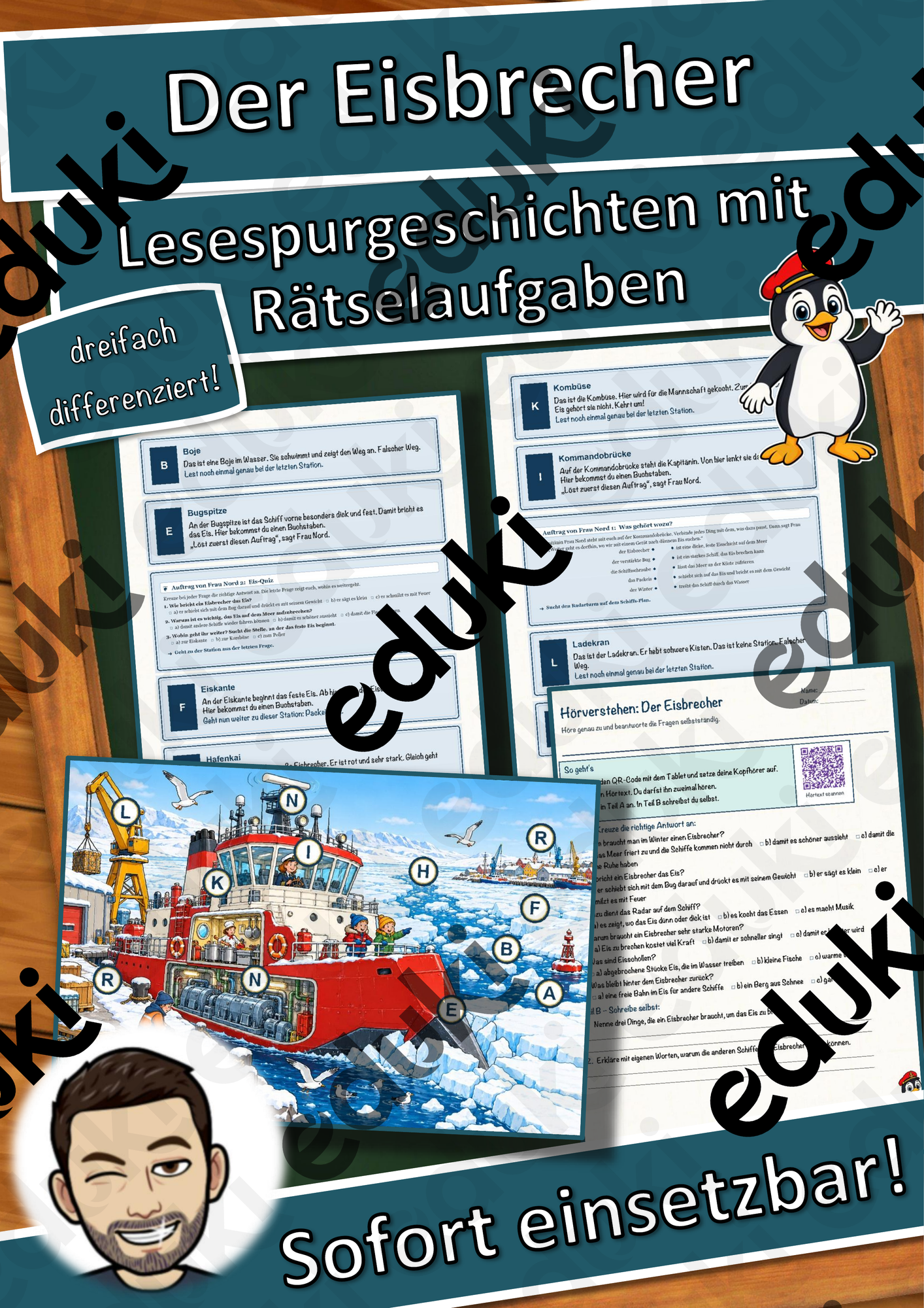 Der Eisbrecher – Lesespurgeschichte mit Rätselaufgaben (Klasse 3)