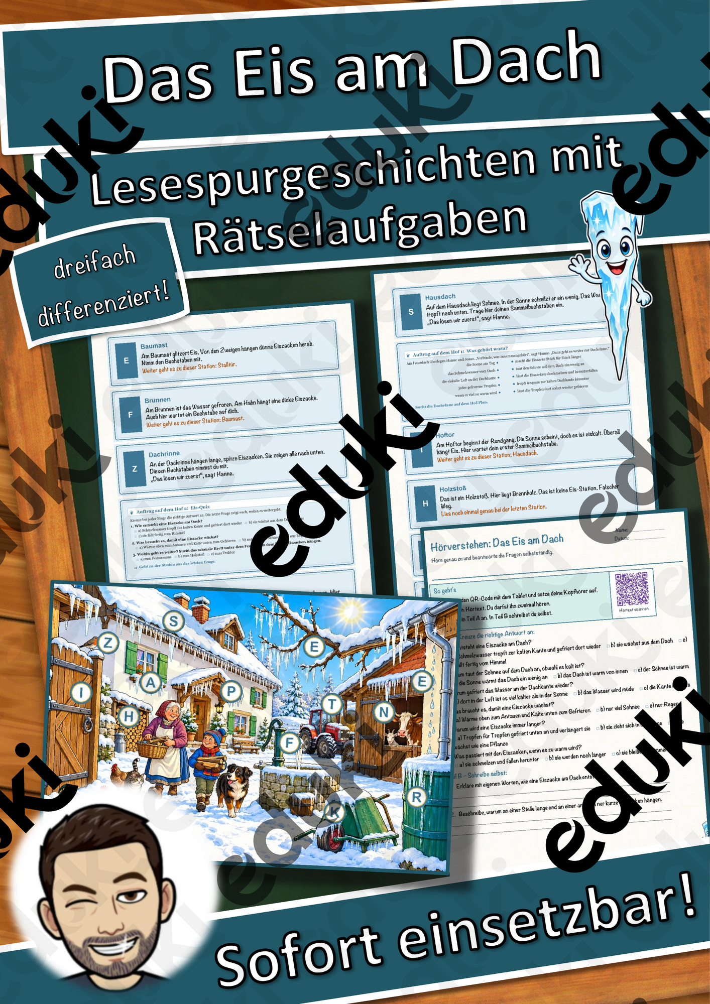 Das Eis am Dach – Lesespurgeschichte mit Rätselaufgaben (Klasse 3)