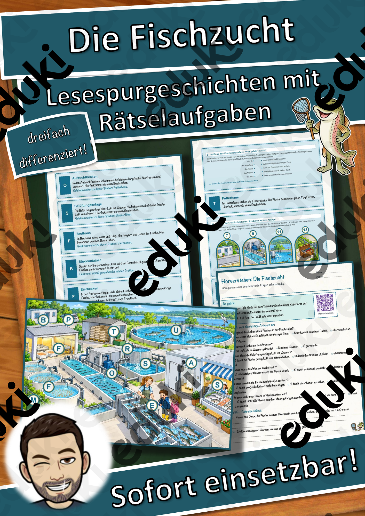 Die Fischzucht – Lesespurgeschichte mit Rätselaufgaben (Klasse 4)