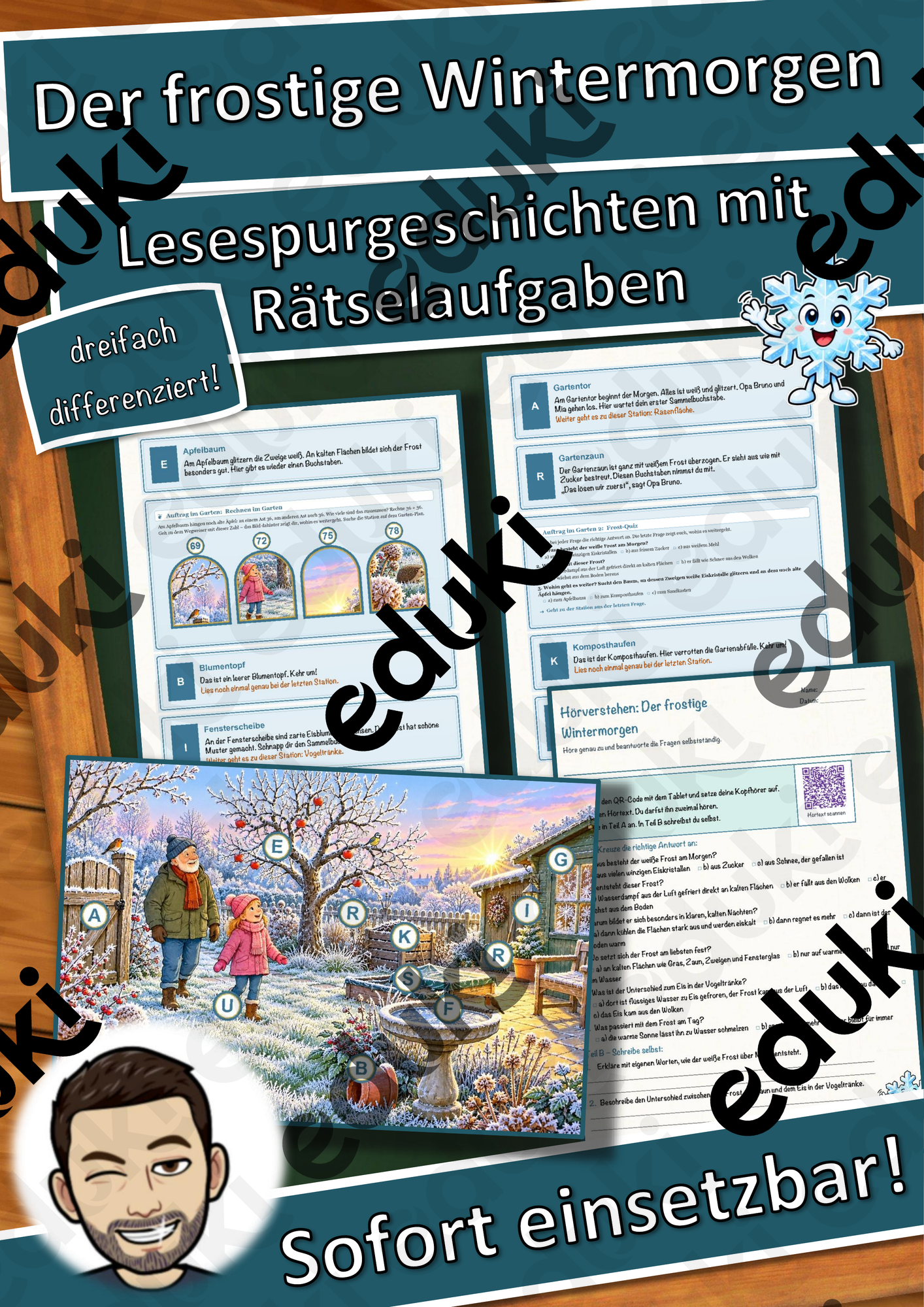 Der frostige Wintermorgen – Lesespurgeschichte mit Rätselaufgaben (Klasse 3)