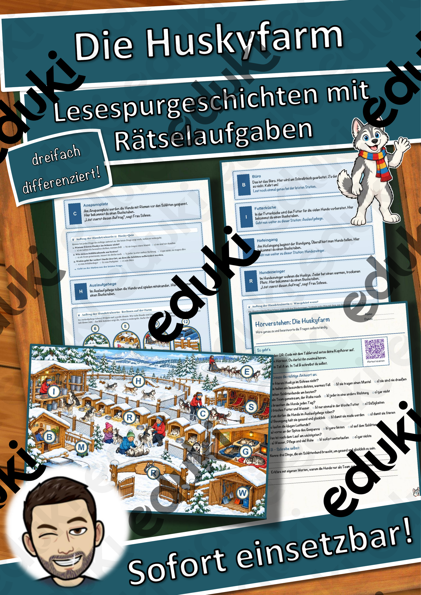 Die Huskyfarm – Lesespurgeschichte mit Rätselaufgaben (Klasse 3)