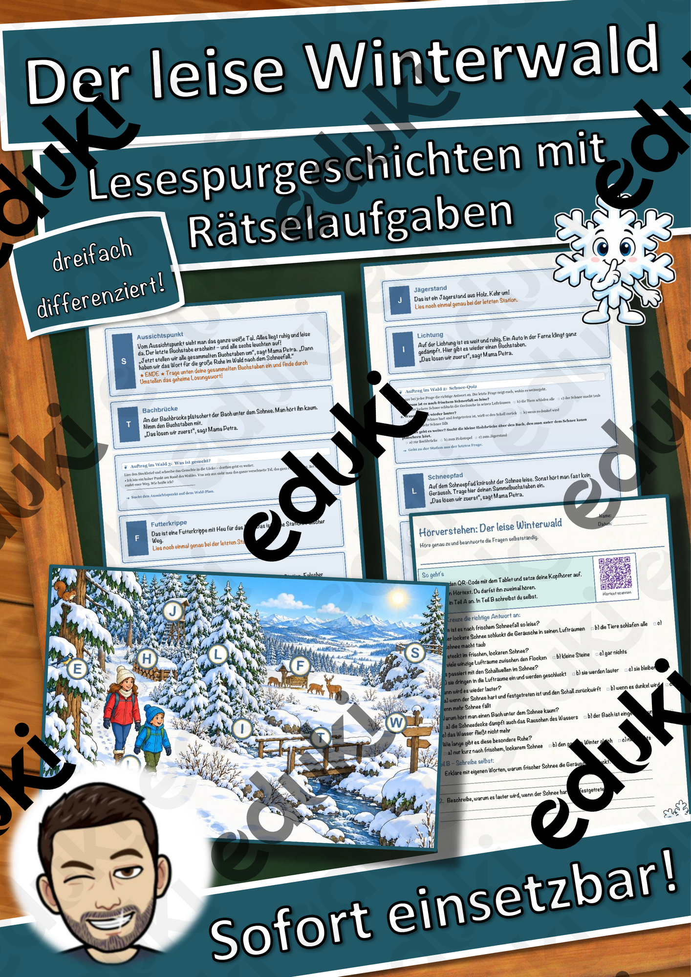 Der leise Winterwald – Lesespurgeschichte mit Rätselaufgaben (Klasse 3)