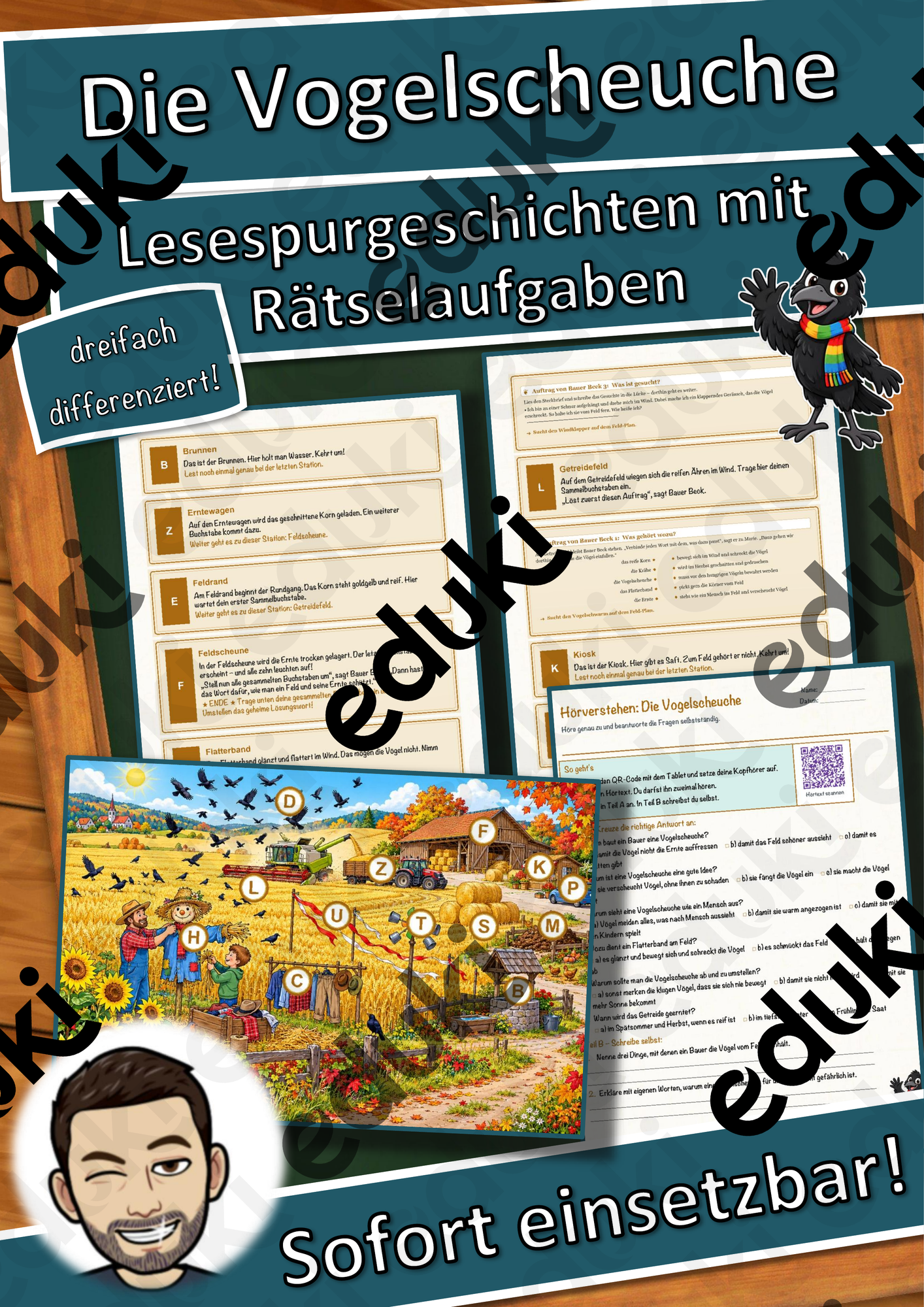 Die Vogelscheuche – Lesespurgeschichte mit Rätselaufgaben (Klasse 3)