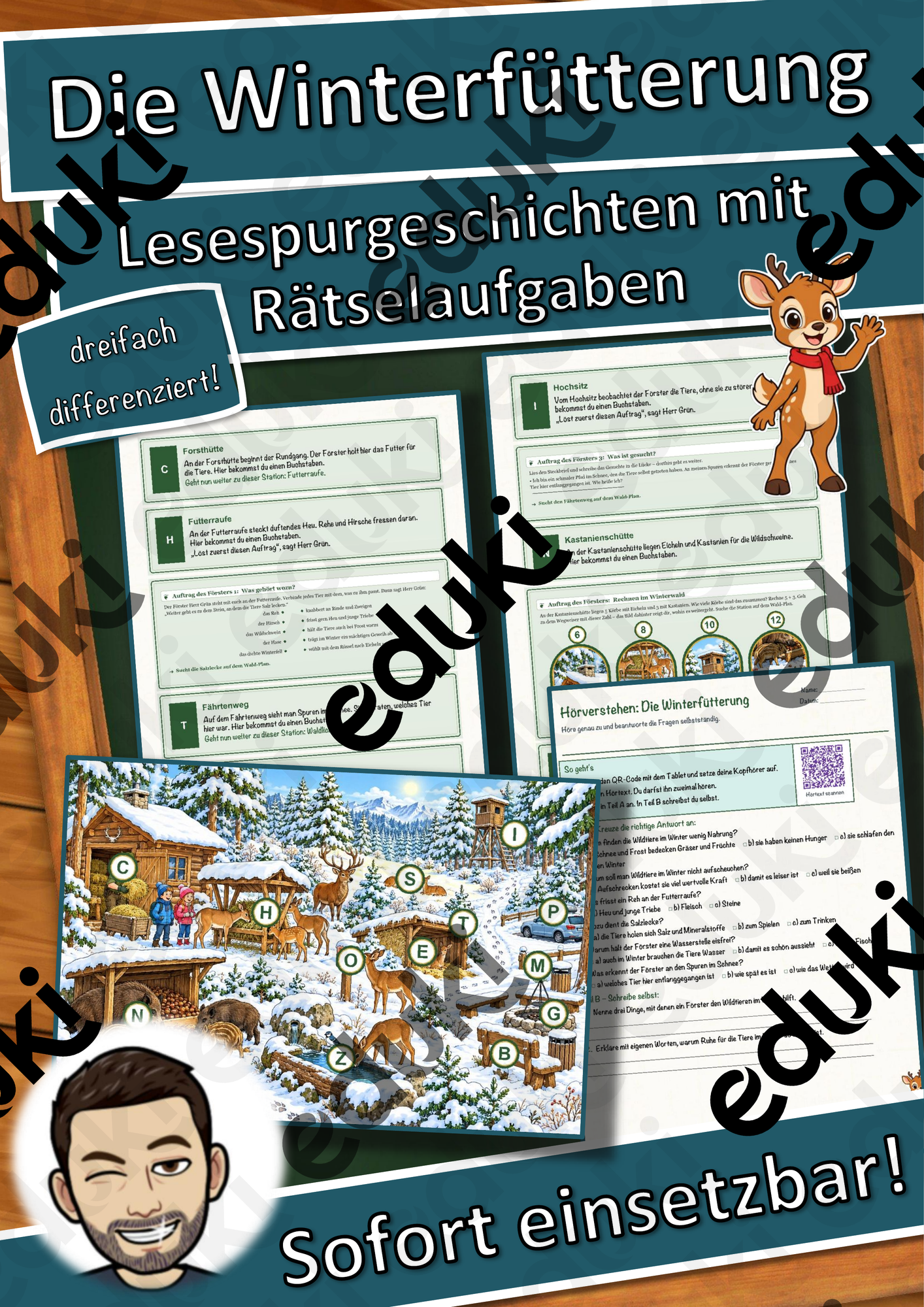 Die Winterfütterung – Lesespurgeschichte mit Rätselaufgaben (Klasse 3)