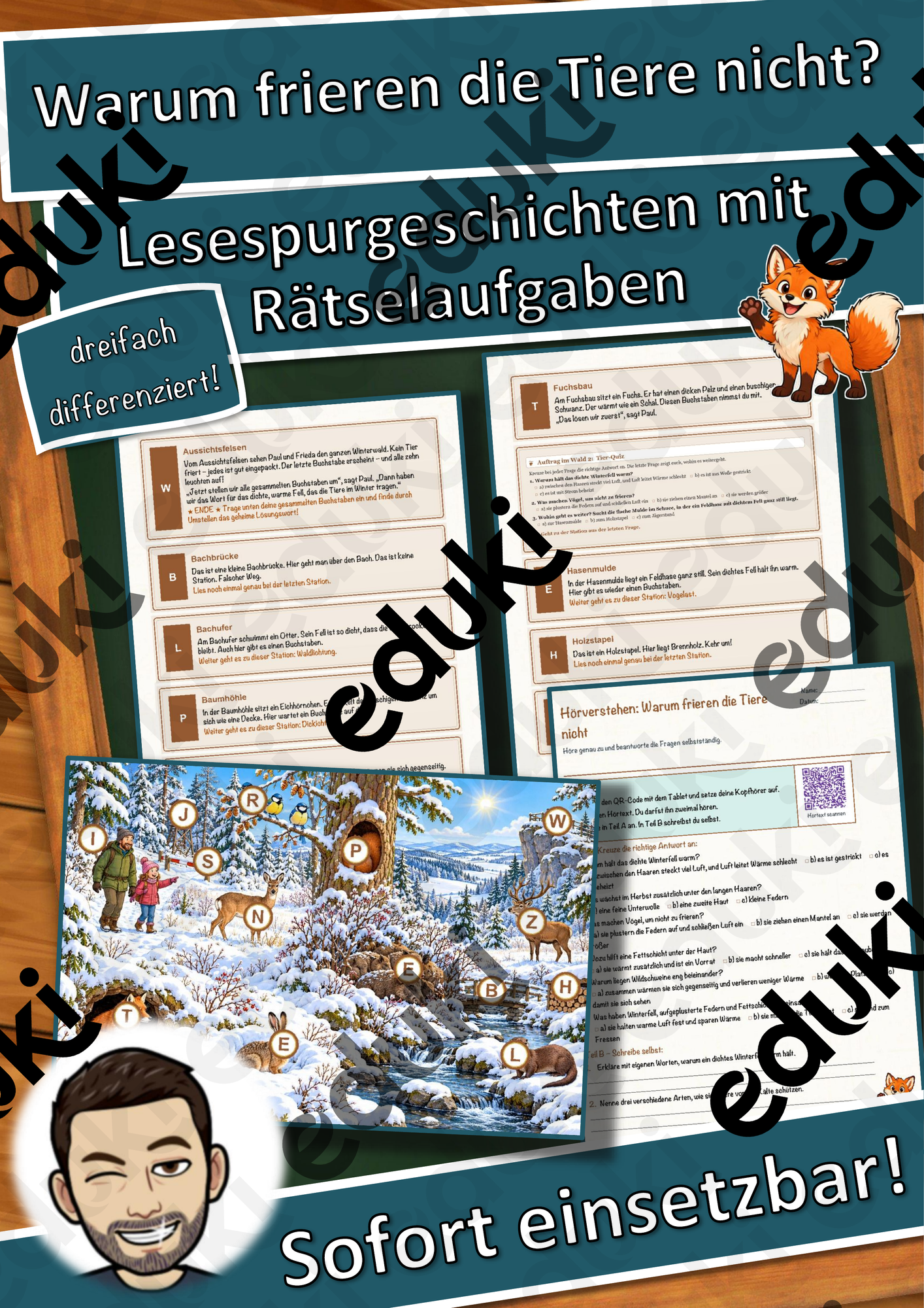 Warum frieren die Tiere nicht? – Lesespurgeschichte mit Rätselaufgaben (Klasse 3)