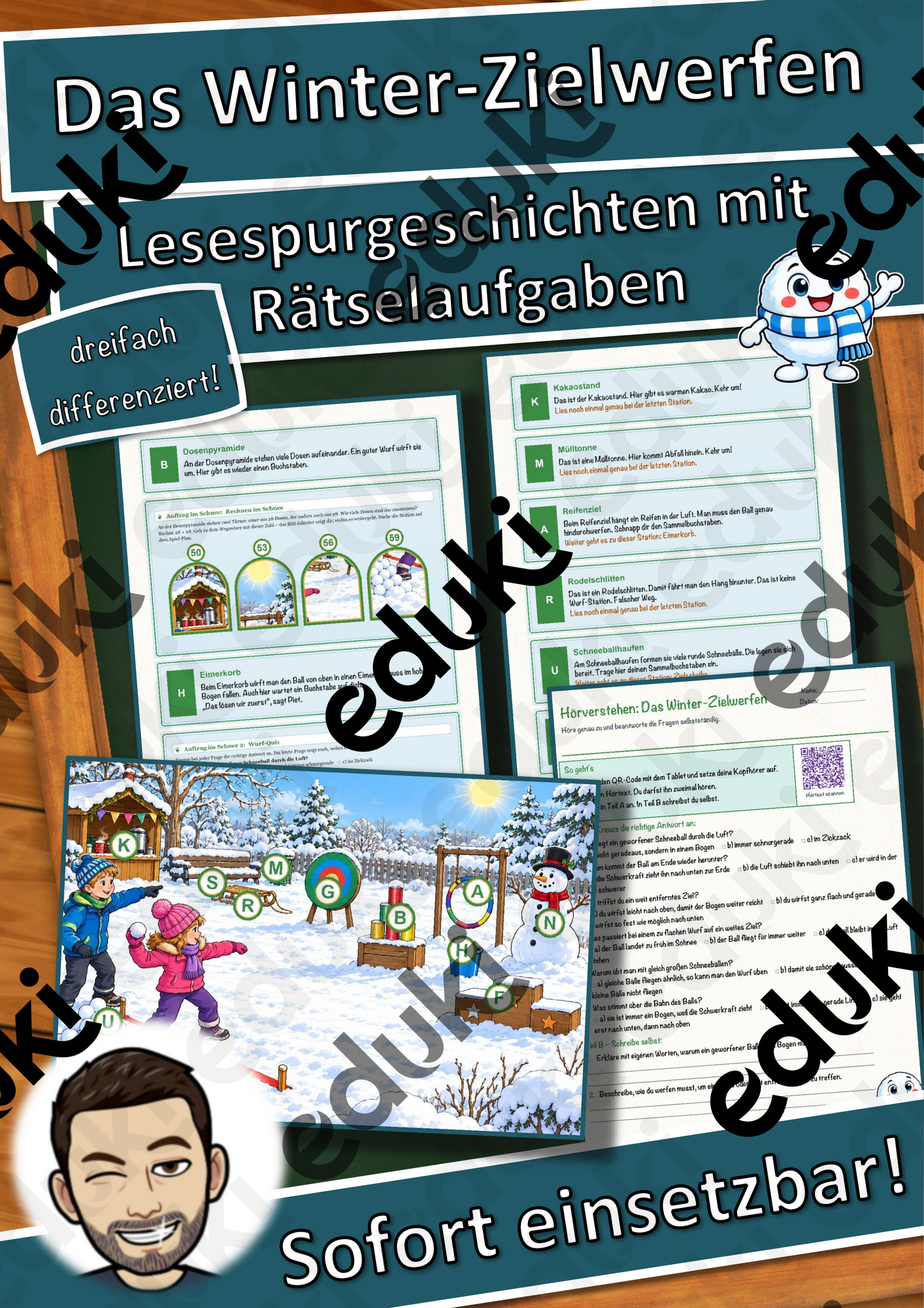 Das Winter-Zielwerfen – Lesespurgeschichte mit Rätselaufgaben (Klasse 3)