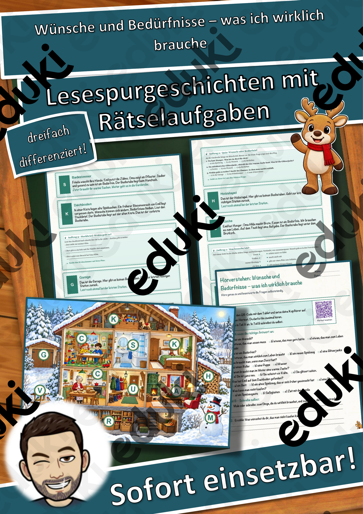 Wünsche und Bedürfnisse – was ich wirklich brauche – Lesespurgeschichte mit Rätselaufgaben (Klasse 1)