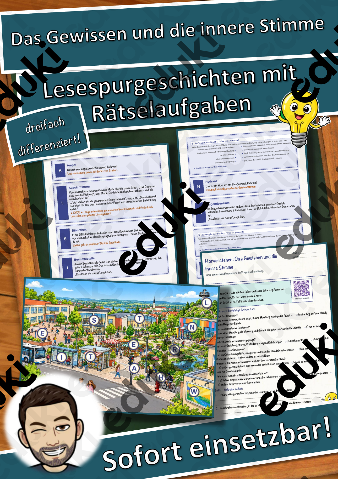 Das Gewissen und die innere Stimme – Lesespurgeschichte mit Rätselaufgaben (Klasse 10)