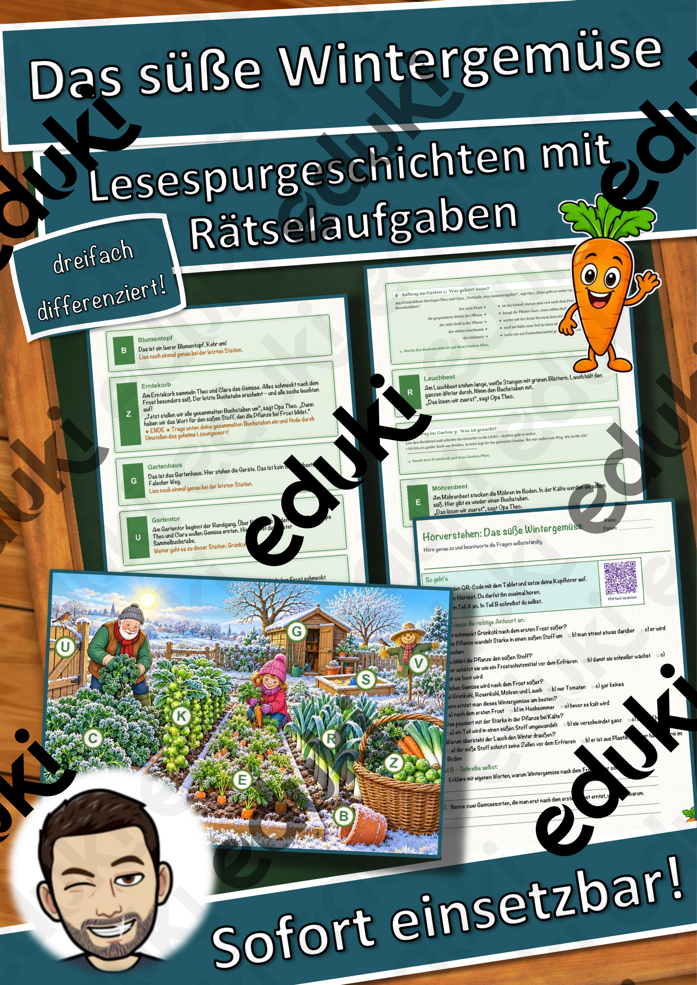 Das süße Wintergemüse – Lesespurgeschichte mit Rätselaufgaben (Klasse 3)