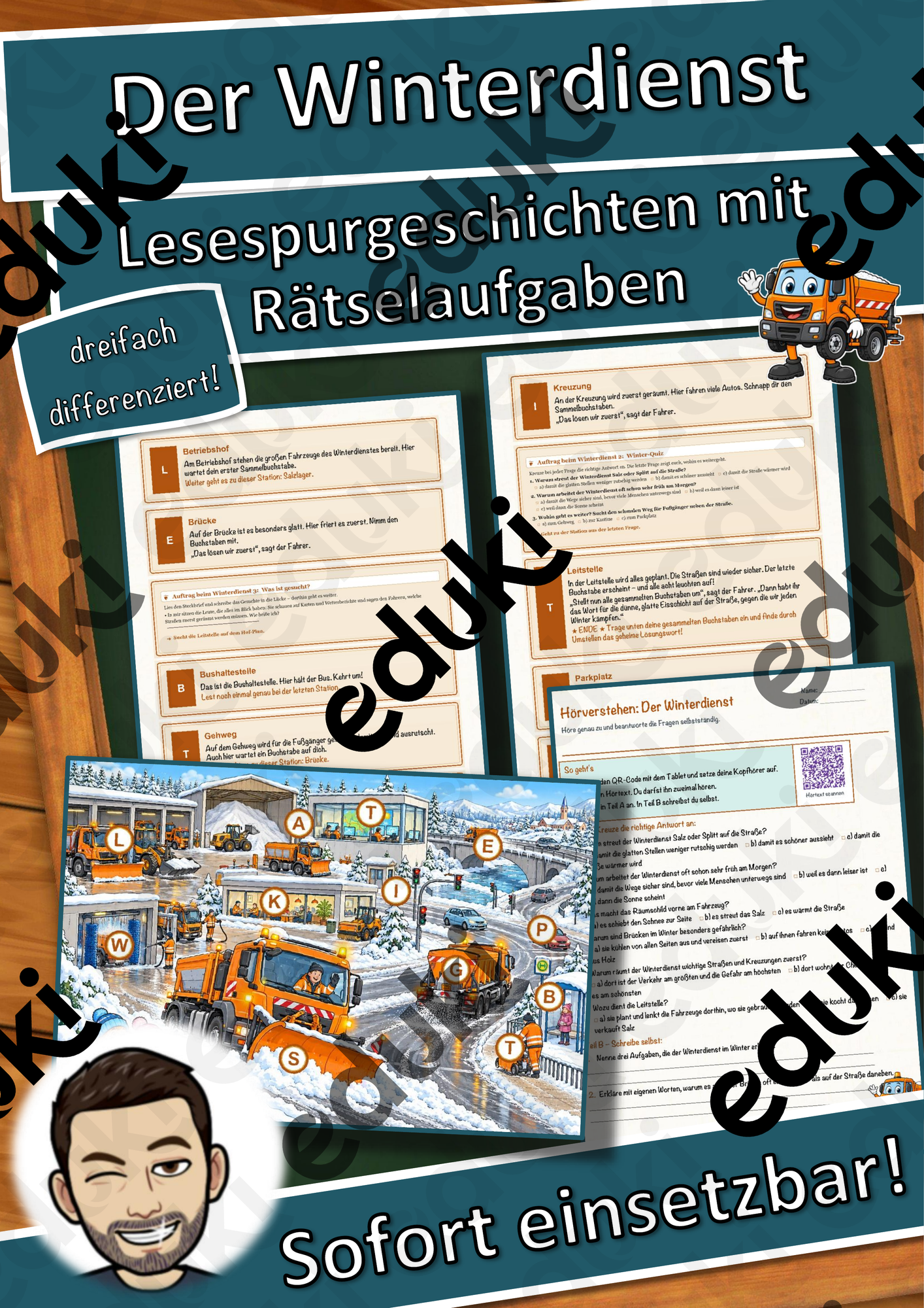 Der Winterdienst – Lesespurgeschichte mit Rätselaufgaben (Klasse 3)