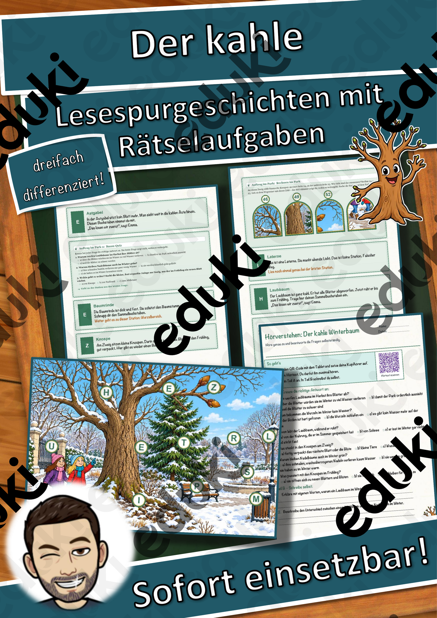 Der kahle Winterbaum – Lesespurgeschichte mit Rätselaufgaben (Klasse 3)