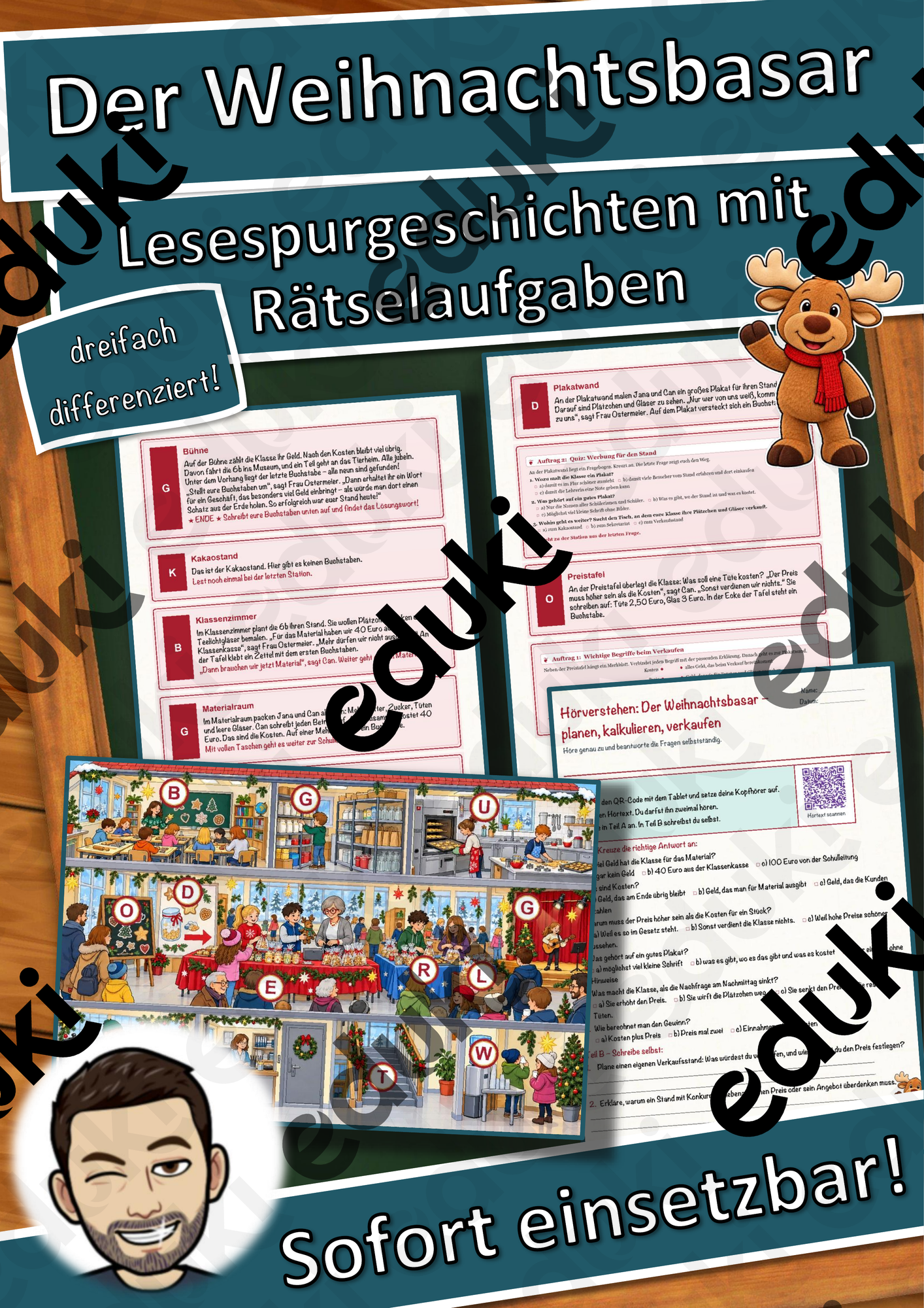 Der Weihnachtsbasar – planen, kalkulieren, verkaufen – Lesespurgeschichte mit Rätselaufgaben (Klasse 6)