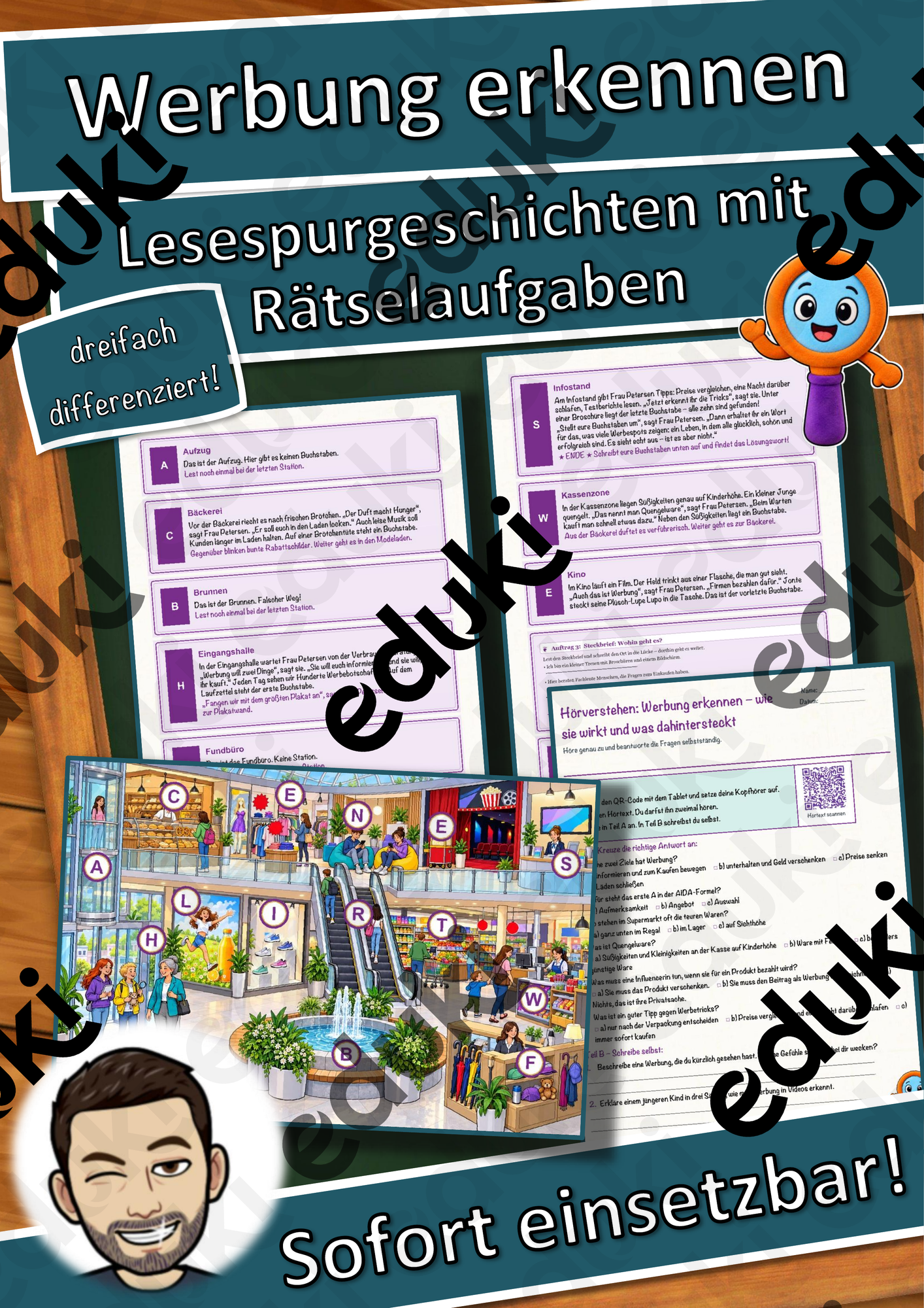 Werbung erkennen – wie sie wirkt und was dahintersteckt – Lesespurgeschichte mit Rätselaufgaben (Klasse 8)