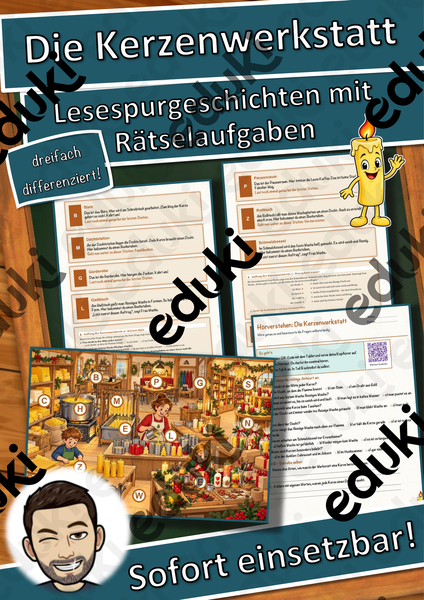 Die Kerzenwerkstatt – Lesespurgeschichte mit Rätselaufgaben (Klasse 3)