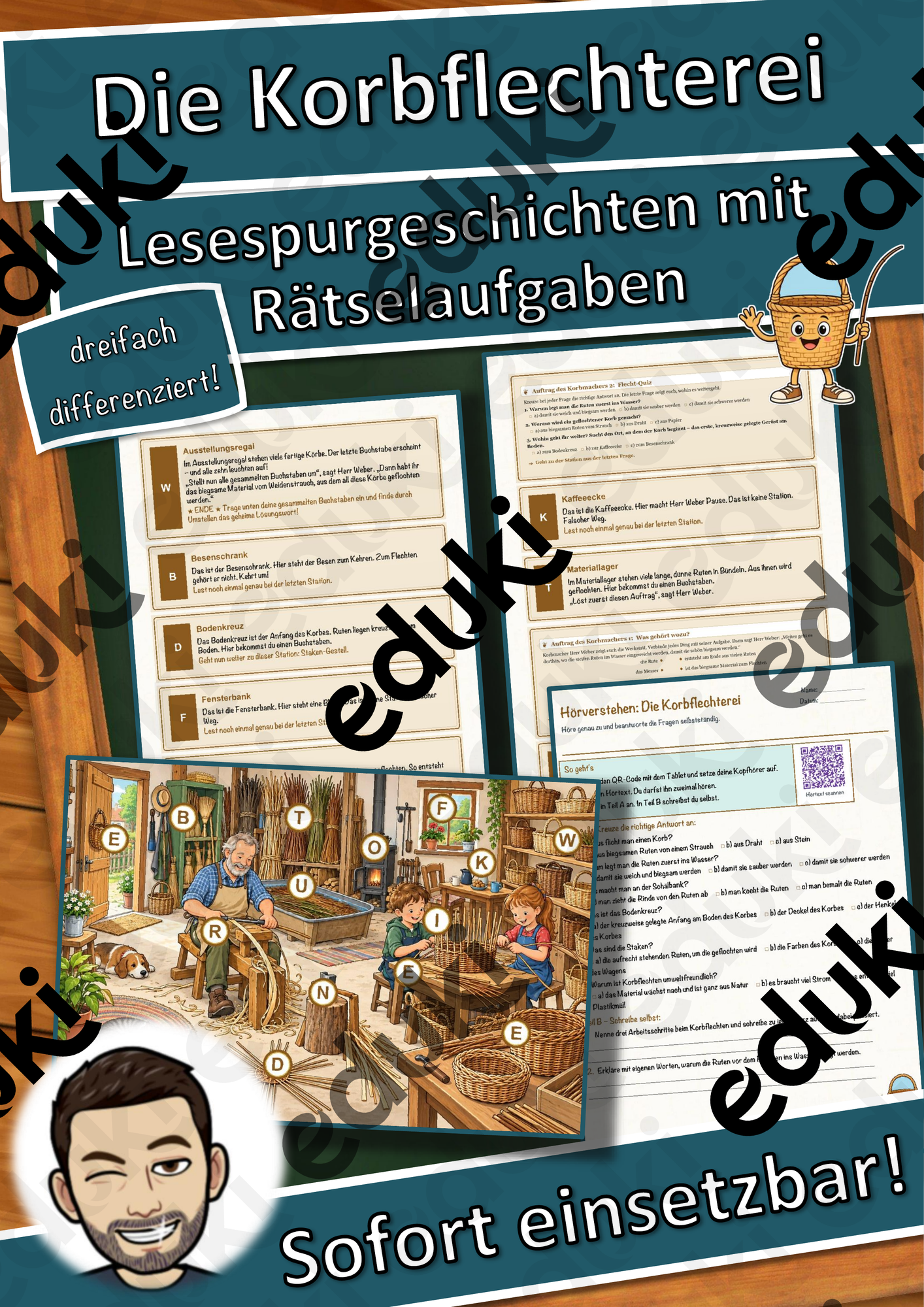 Die Korbflechterei – Lesespurgeschichte mit Rätselaufgaben (Klasse 4)