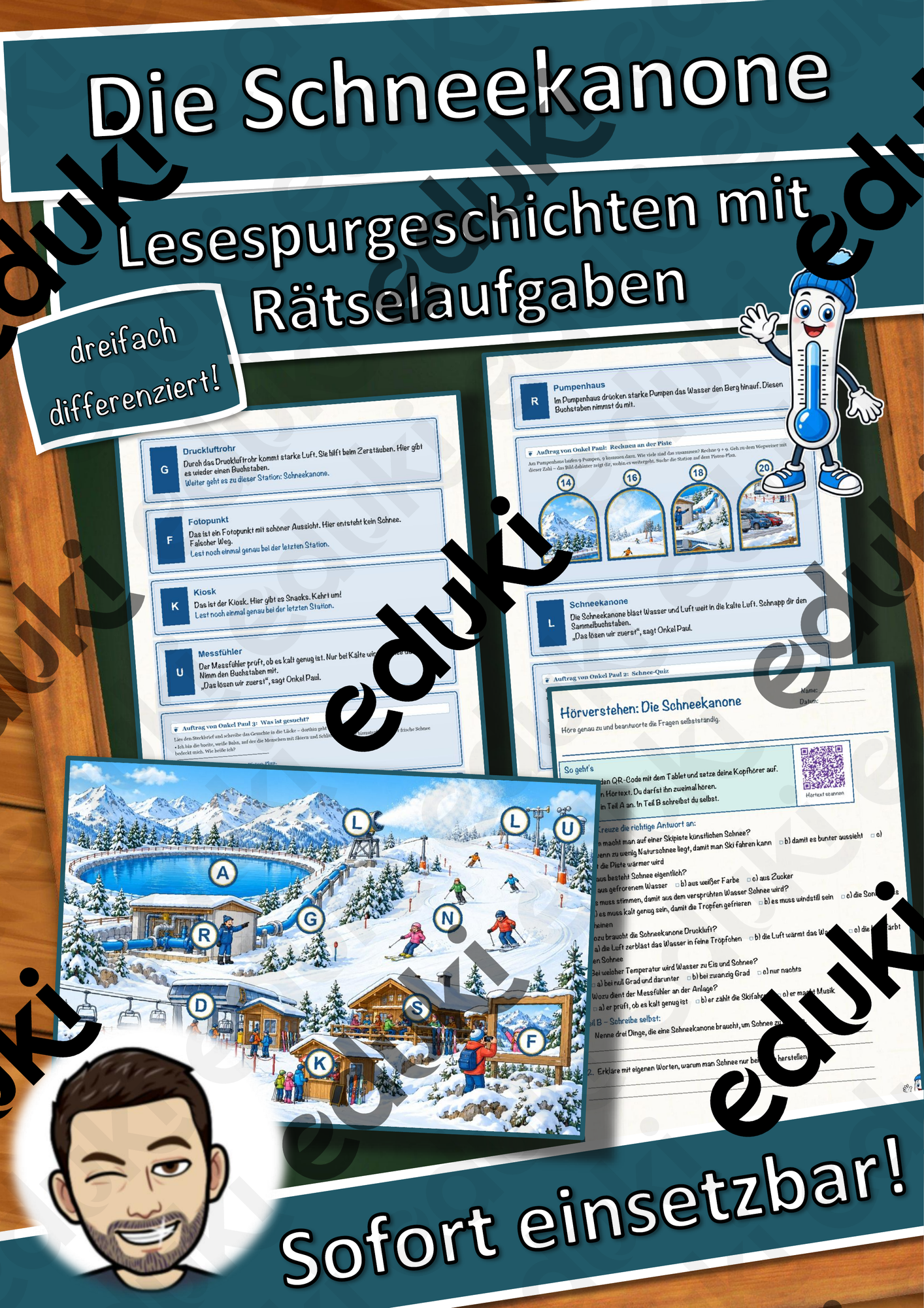 Die Schneekanone – Lesespurgeschichte mit Rätselaufgaben (Klasse 3)