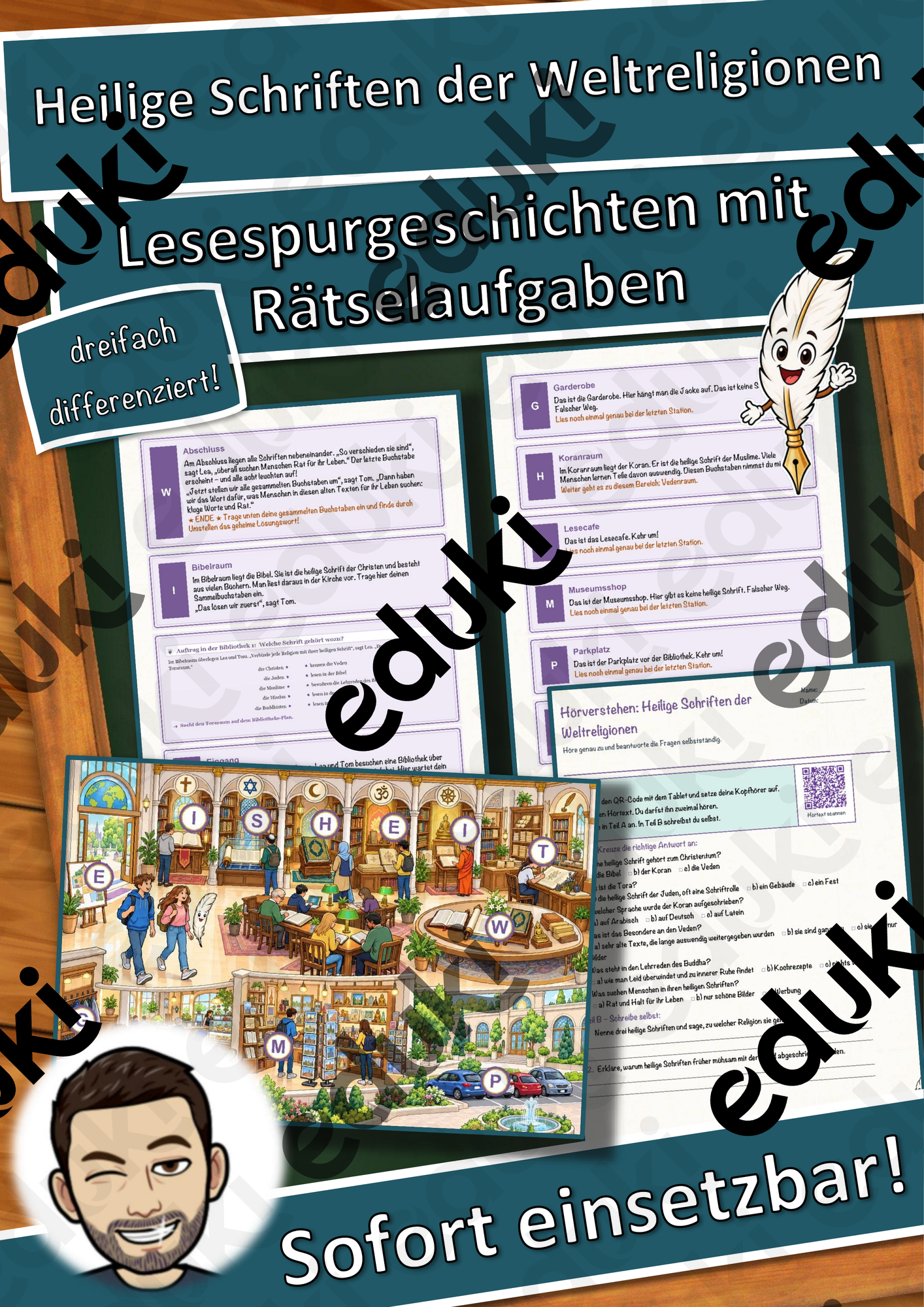 Heilige Schriften der Weltreligionen – Lesespurgeschichte mit Rätselaufgaben (Klasse 7)