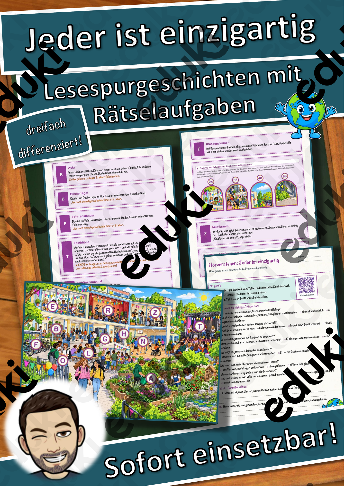Jeder ist einzigartig – Lesespurgeschichte mit Rätselaufgaben (Klasse 6)