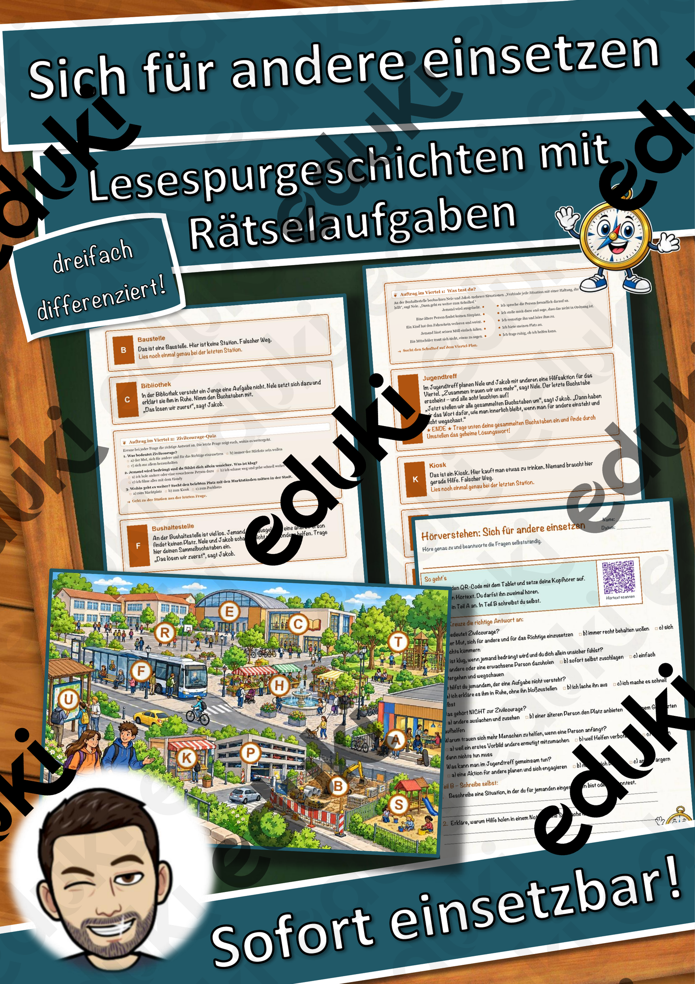 Sich für andere einsetzen – Lesespurgeschichte mit Rätselaufgaben (Klasse 8)