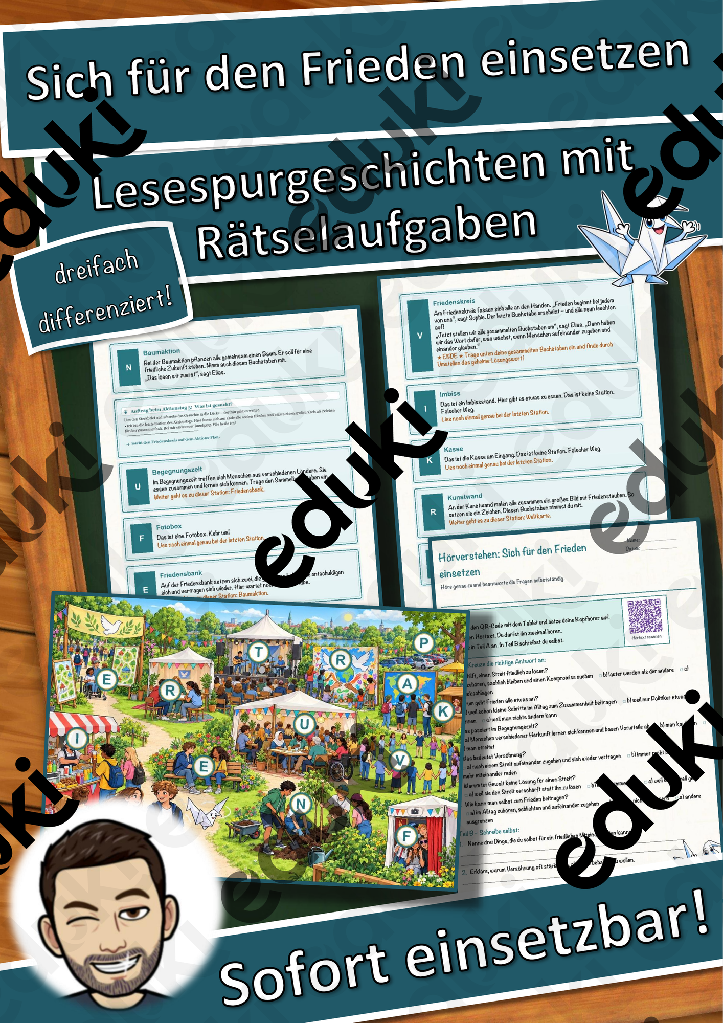 Sich für den Frieden einsetzen – Lesespurgeschichte mit Rätselaufgaben (Klasse 9)