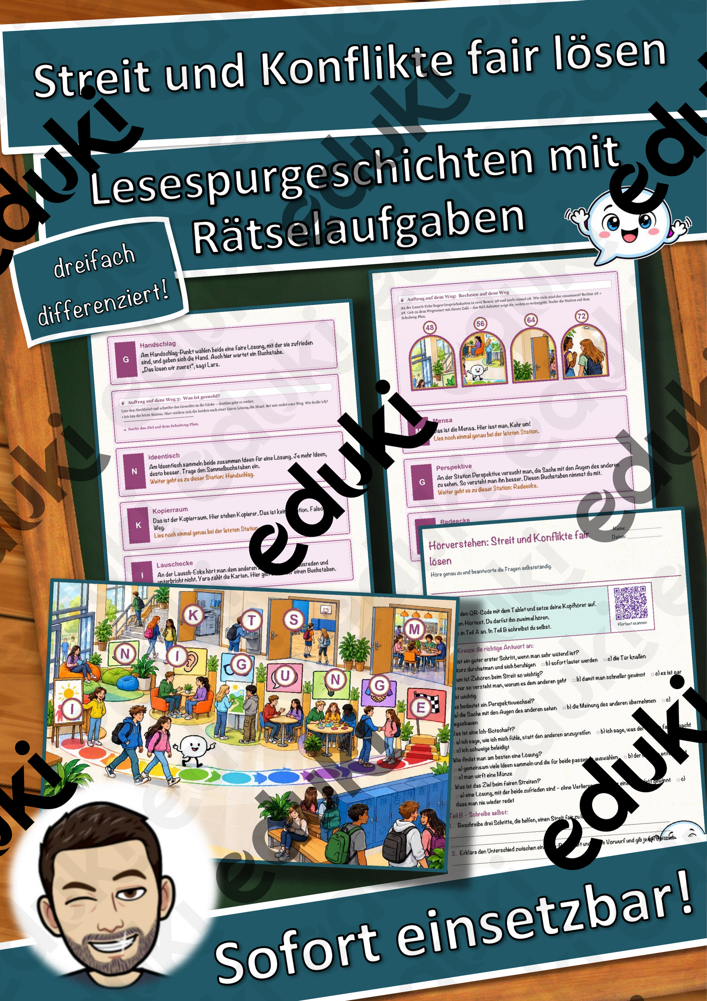 Streit und Konflikte fair lösen – Lesespurgeschichte mit Rätselaufgaben (Klasse 7)