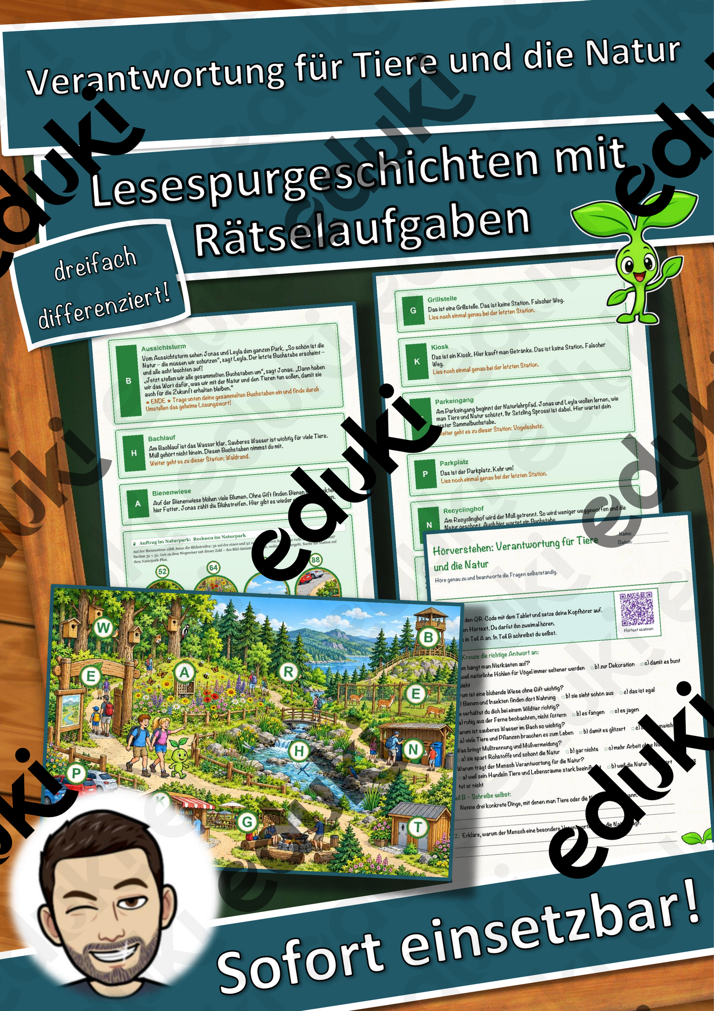Verantwortung für Tiere und die Natur – Lesespurgeschichte mit Rätselaufgaben (Klasse 7)