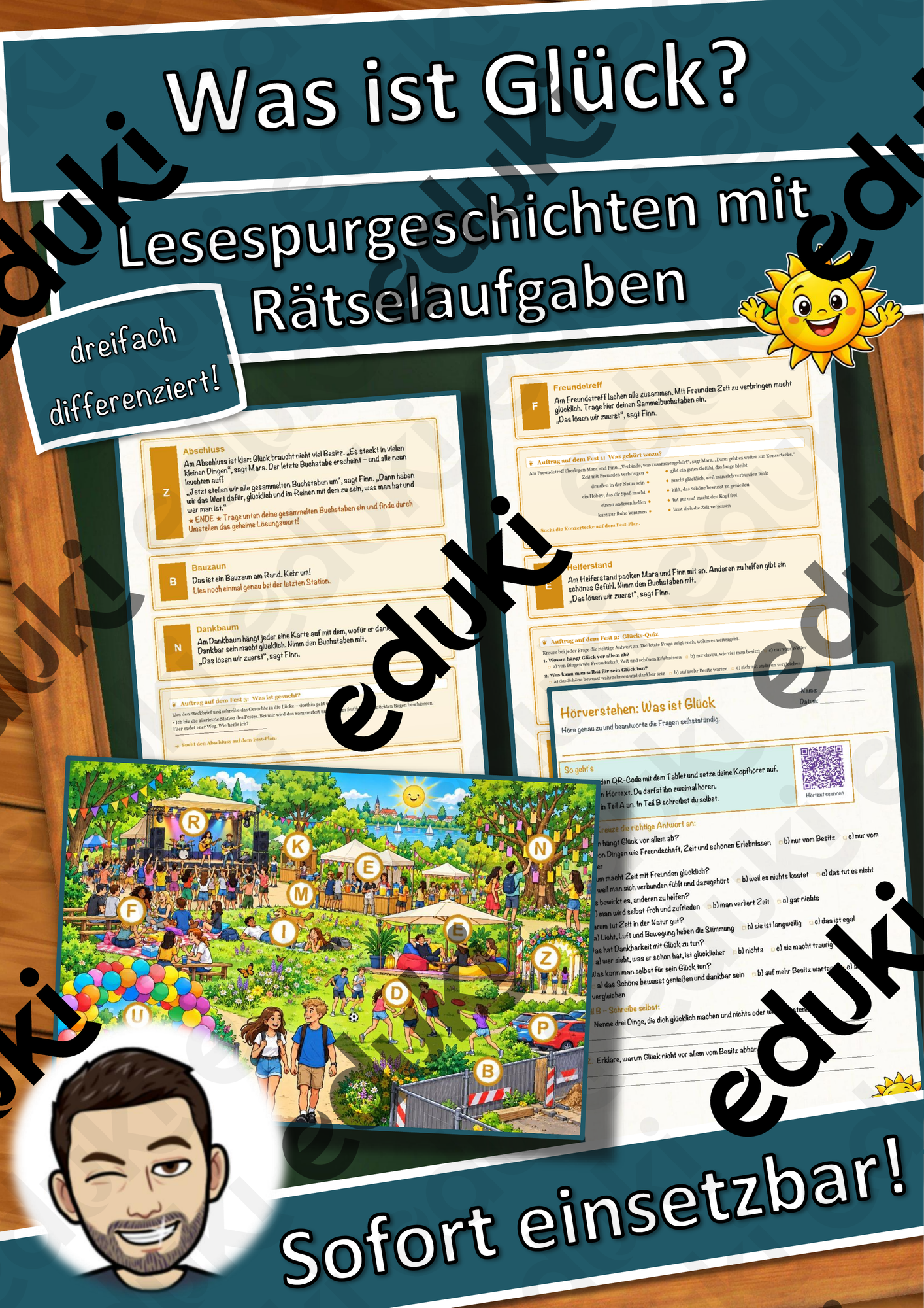 Was ist Glück? – Lesespurgeschichte mit Rätselaufgaben (Klasse 6)