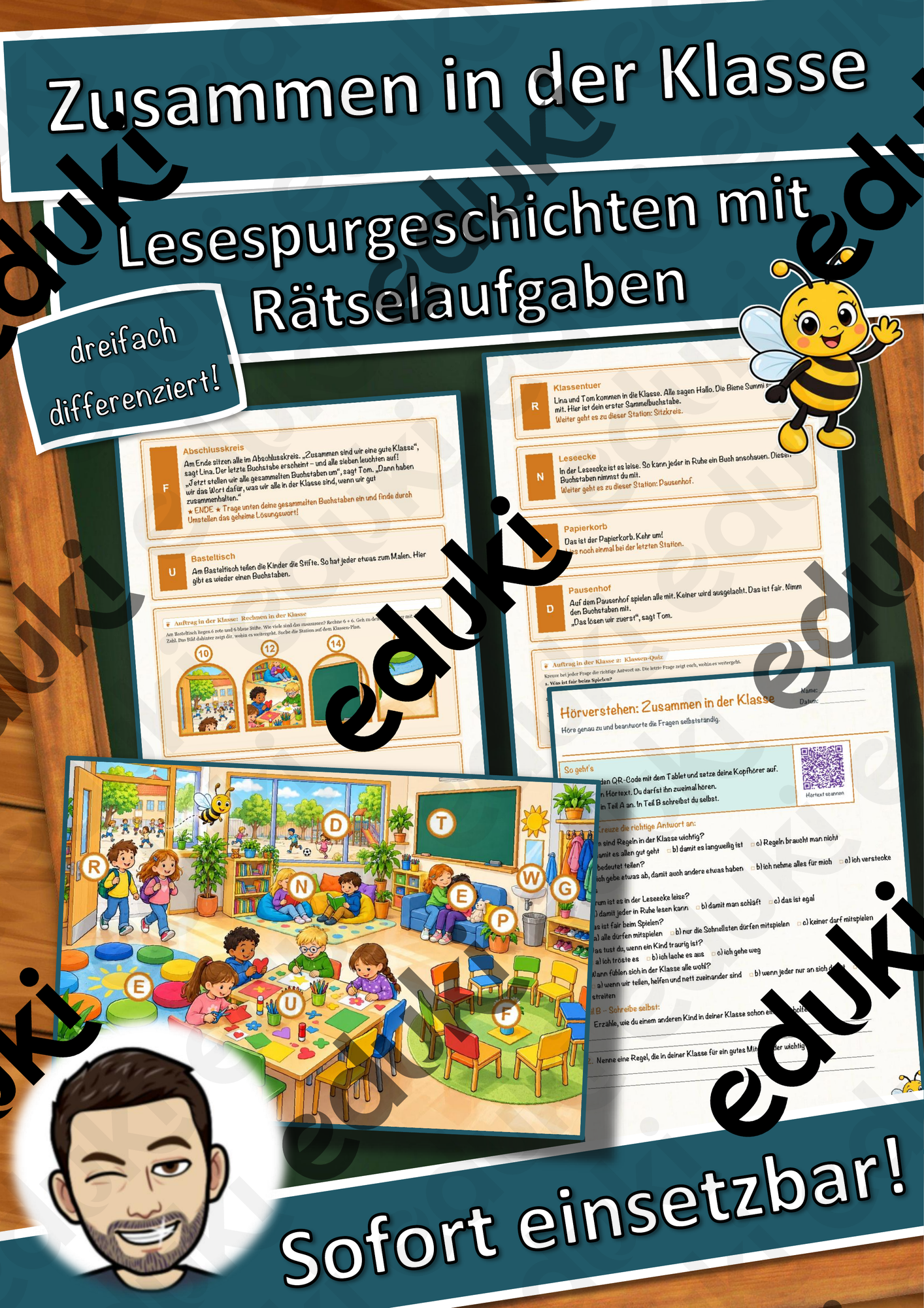 Zusammen in der Klasse – Lesespurgeschichte mit Rätselaufgaben (Klasse 1)