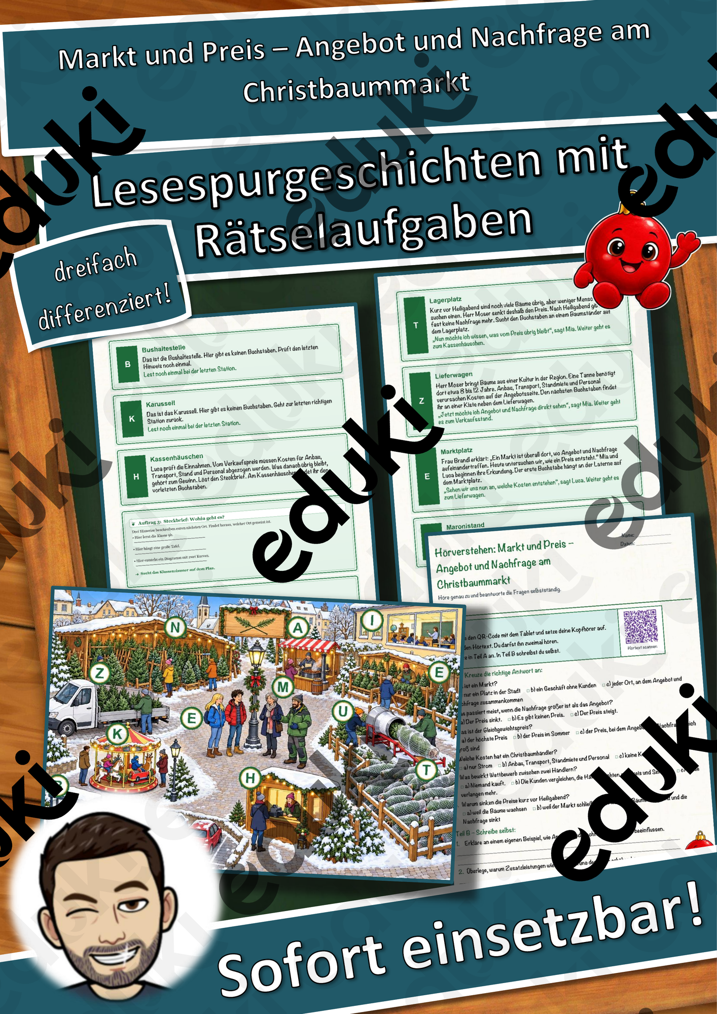 Markt und Preis – Angebot und Nachfrage am Christbaummarkt – Lesespurgeschichte mit Rätselaufgaben (Klasse 9)