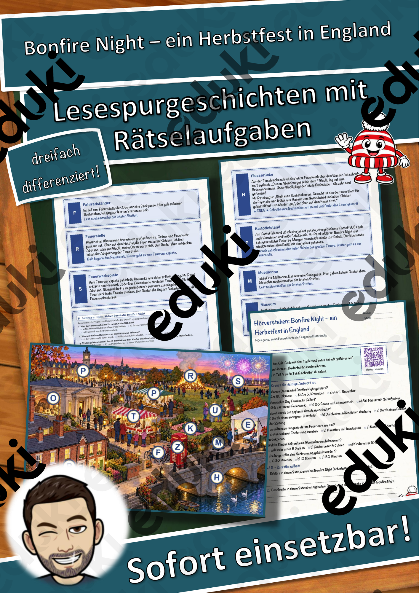 Bonfire Night – ein Herbstfest in England – Lesespurgeschichte mit Rätselaufgaben (Klasse 7)