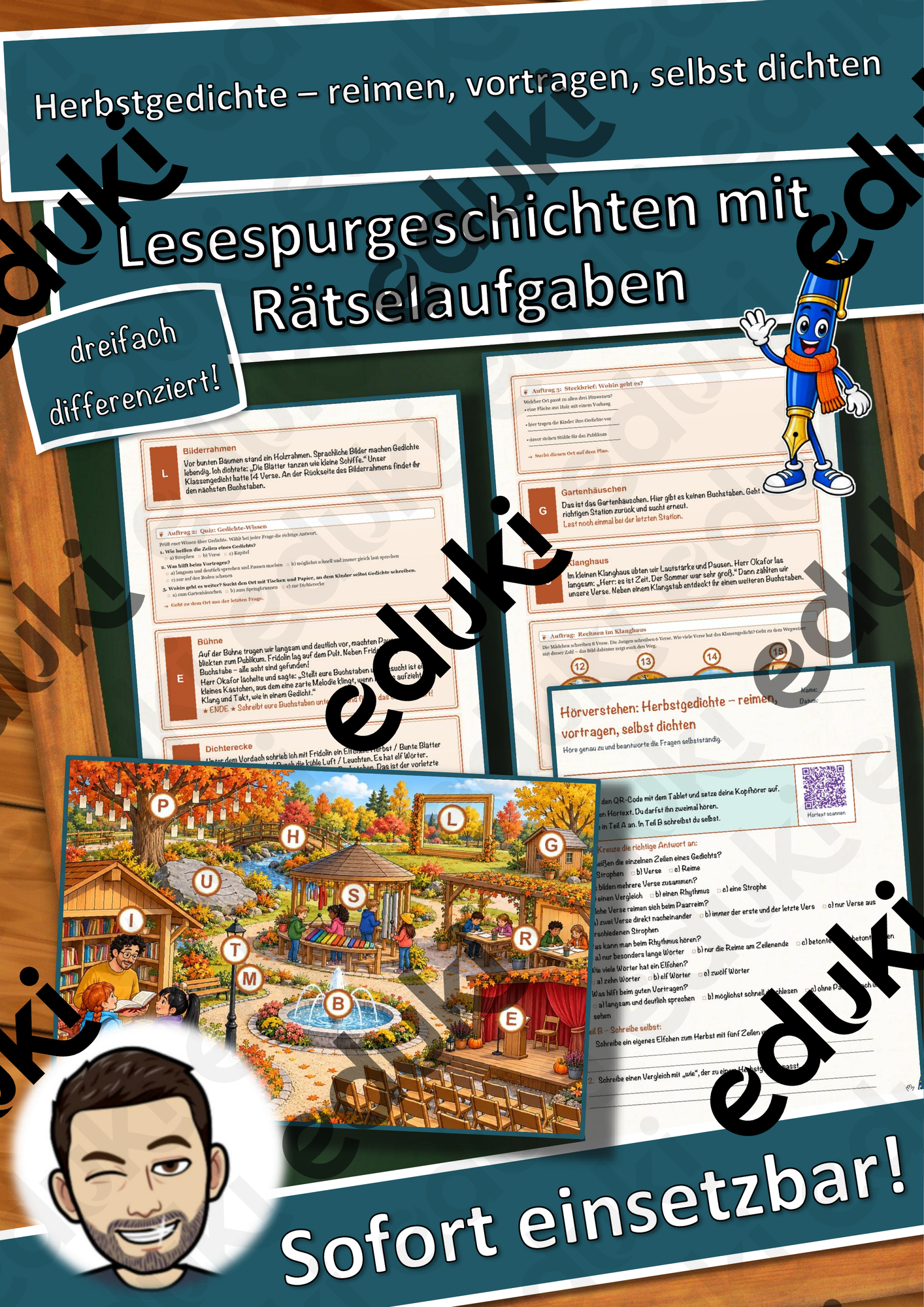 Herbstgedichte – reimen, vortragen, selbst dichten – Lesespurgeschichte mit Rätselaufgaben (Klasse 3)