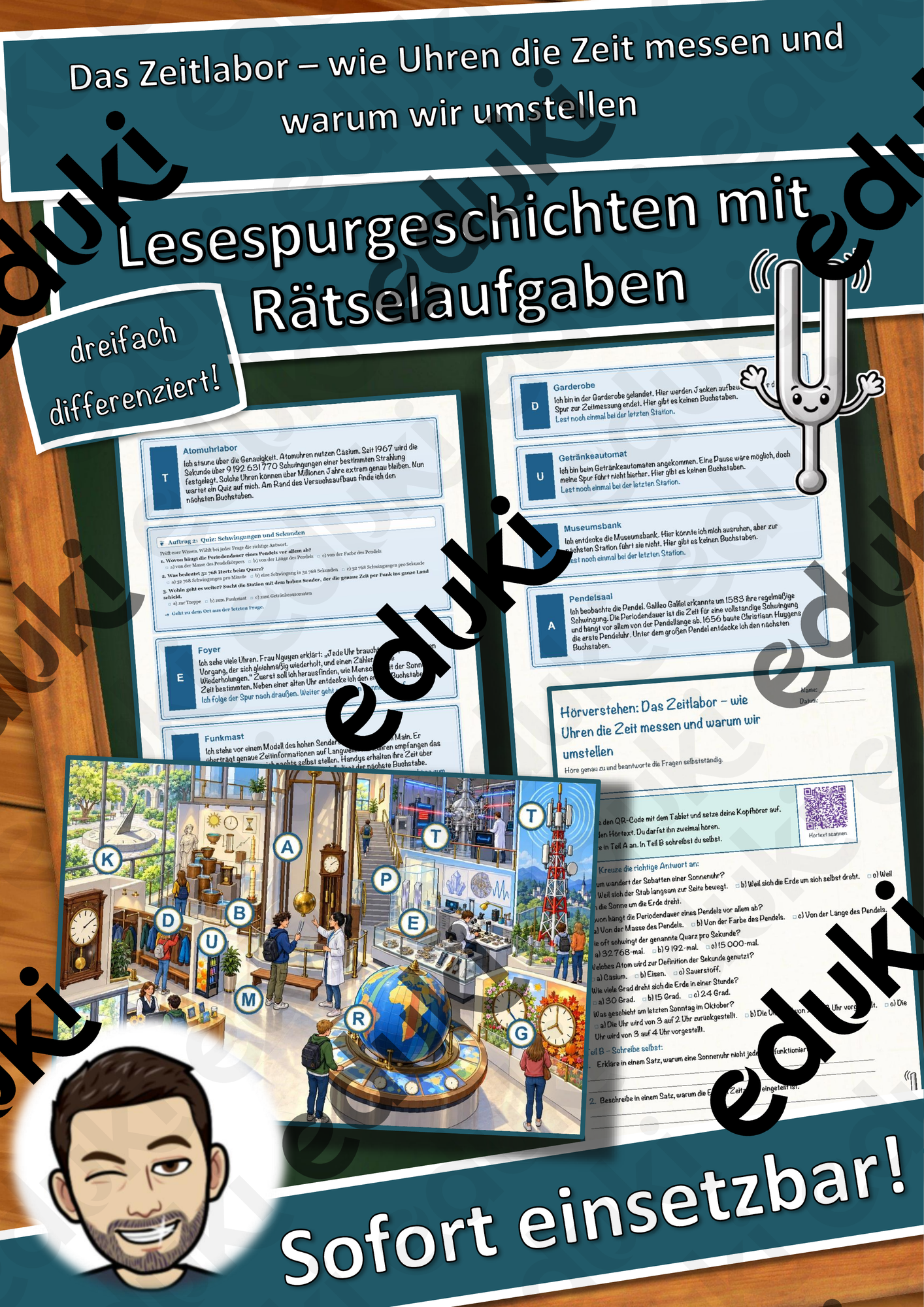 Das Zeitlabor – wie Uhren die Zeit messen und warum wir umstellen – Lesespurgeschichte mit Rätselaufgaben (Klasse 8)