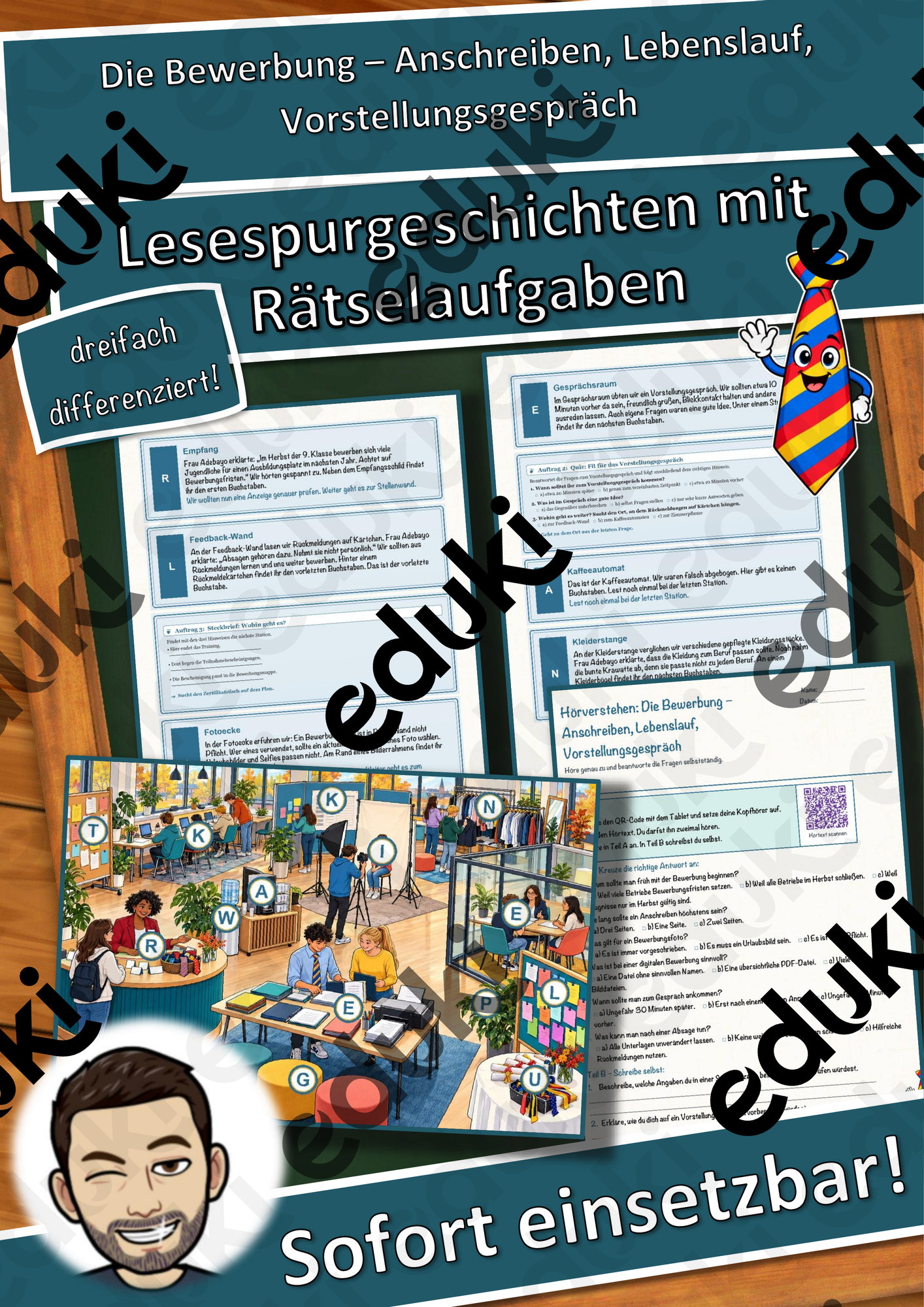 Die Bewerbung – Anschreiben, Lebenslauf, Vorstellungsgespräch – Lesespurgeschichte mit Rätselaufgaben (Klasse 9)