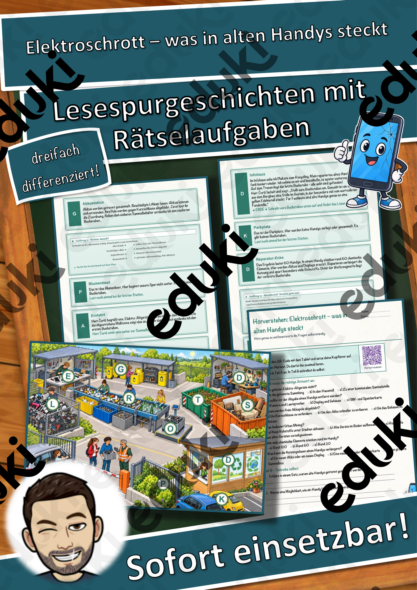 Elektroschrott – was in alten Handys steckt – Lesespurgeschichte mit Rätselaufgaben (Klasse 8)