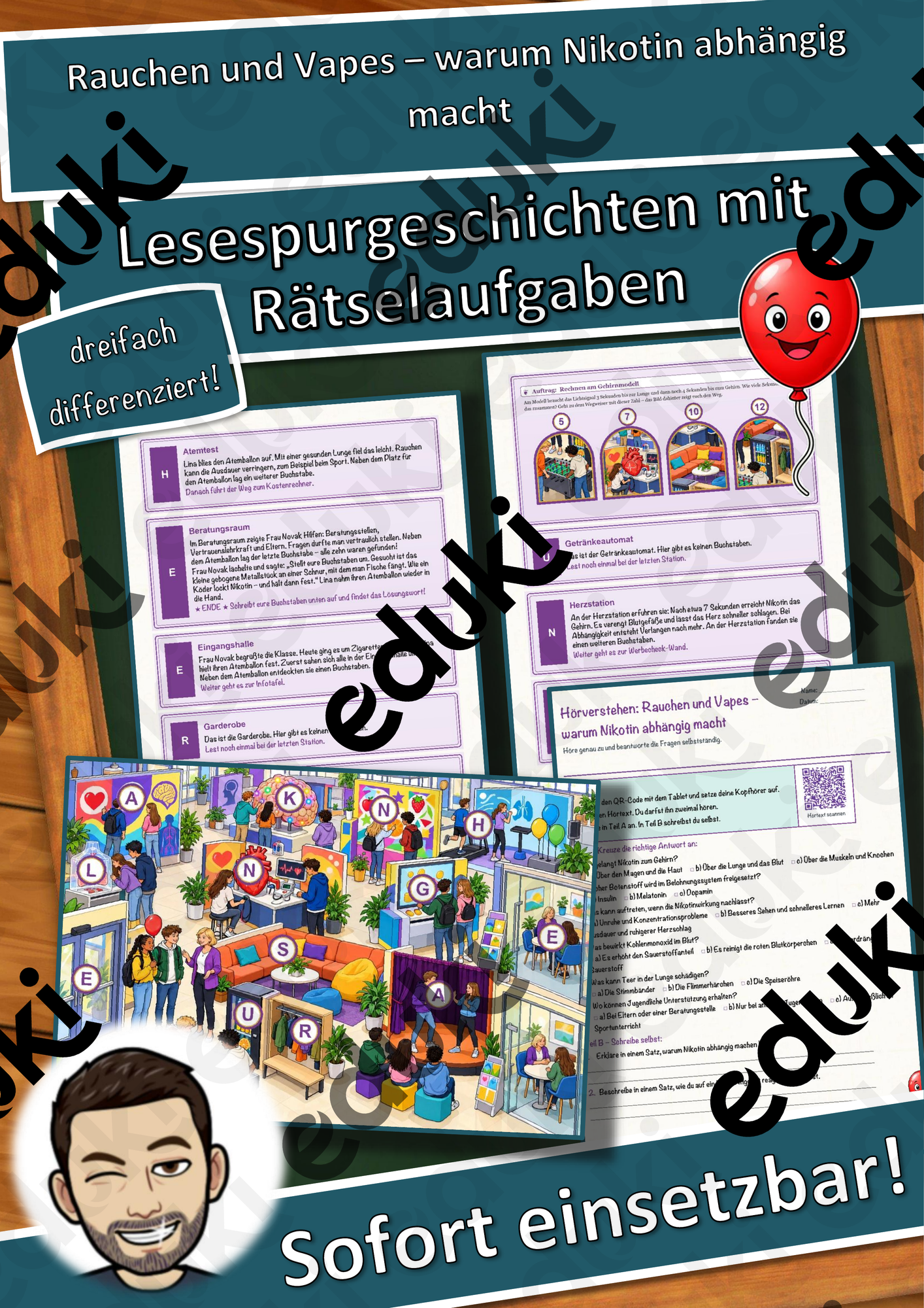 Rauchen und Vapes – warum Nikotin abhängig macht – Lesespurgeschichte mit Rätselaufgaben (Klasse 7)