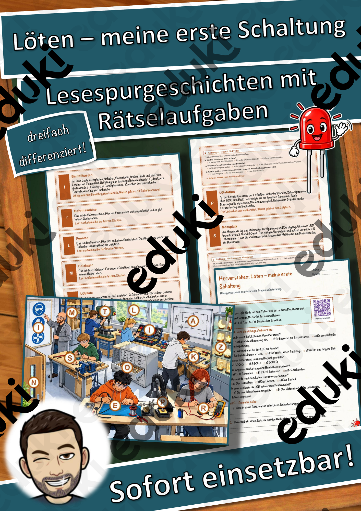 Löten – meine erste Schaltung – Lesespurgeschichte mit Rätselaufgaben (Klasse 8)