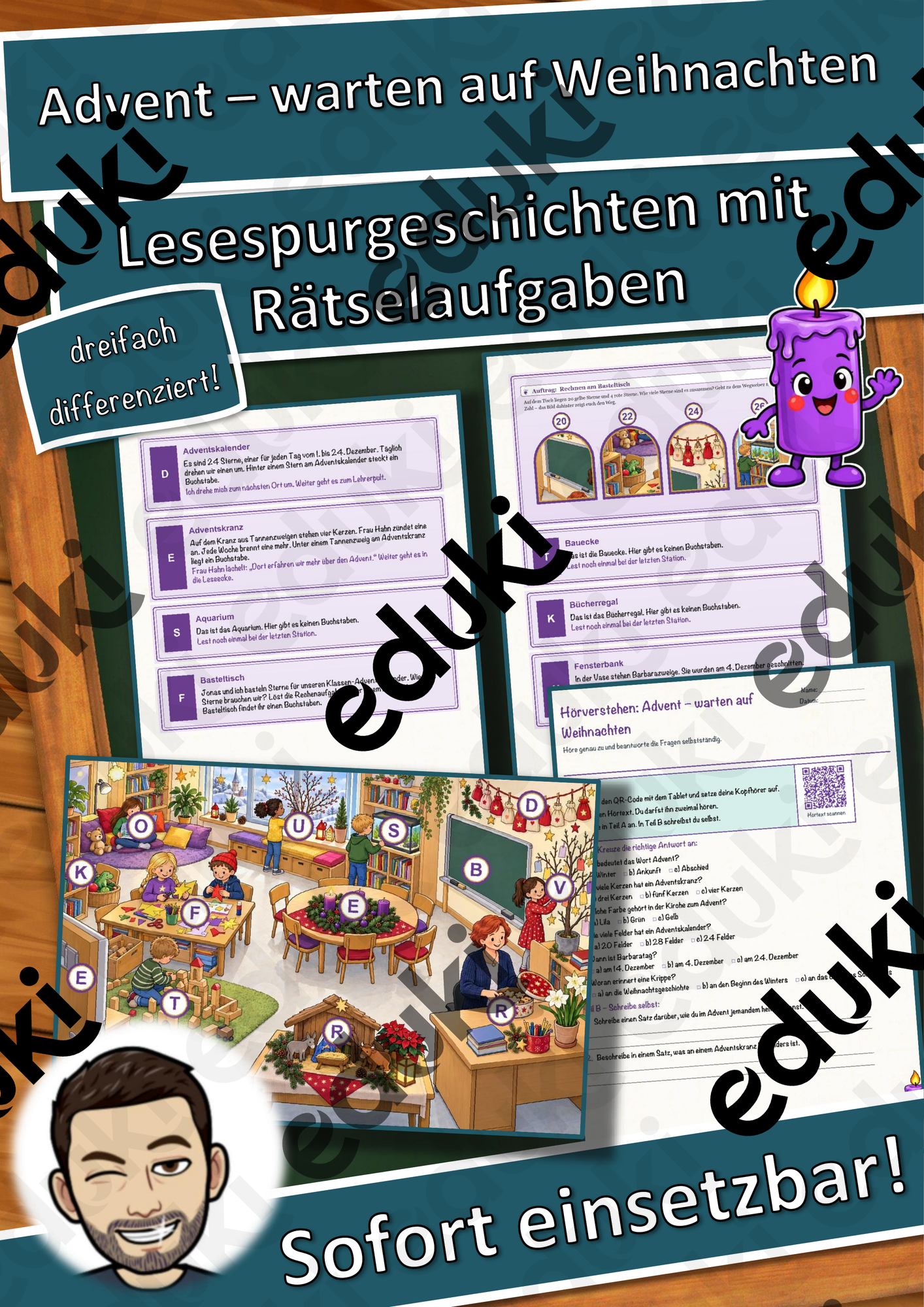 Advent – warten auf Weihnachten – Lesespurgeschichte mit Rätselaufgaben (Klasse 2)