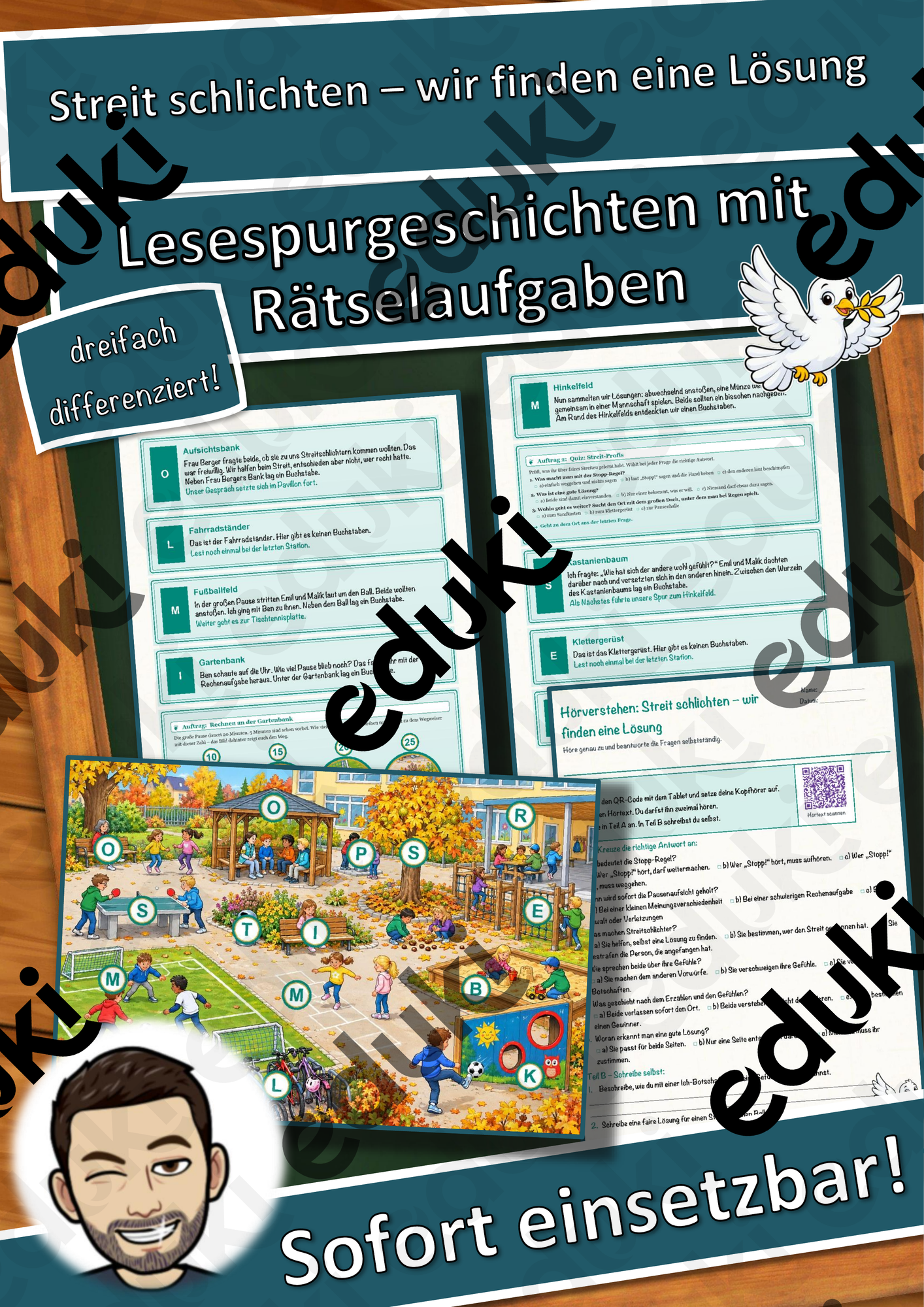 Streit schlichten – wir finden eine Lösung – Lesespurgeschichte mit Rätselaufgaben (Klasse 3)