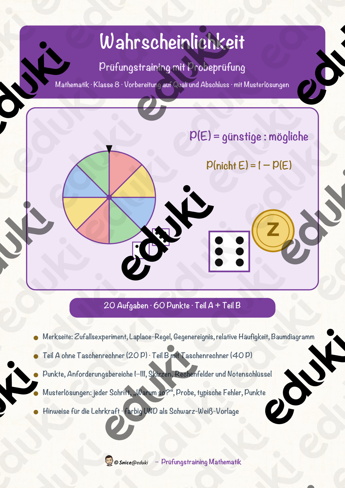 Wahrscheinlichkeit – Prüfungstraining Mathematik (Klasse 8)