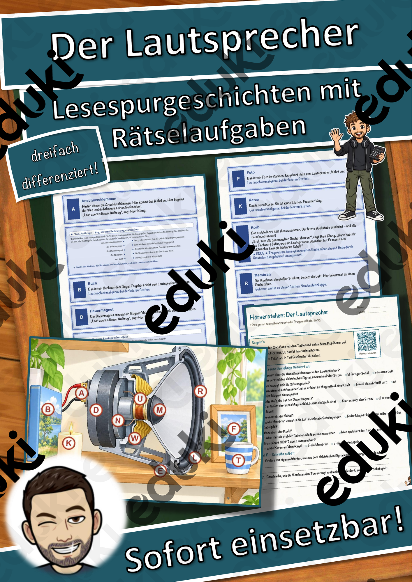 Der Lautsprecher – Lesespurgeschichte mit Rätselaufgaben (Klasse 9)