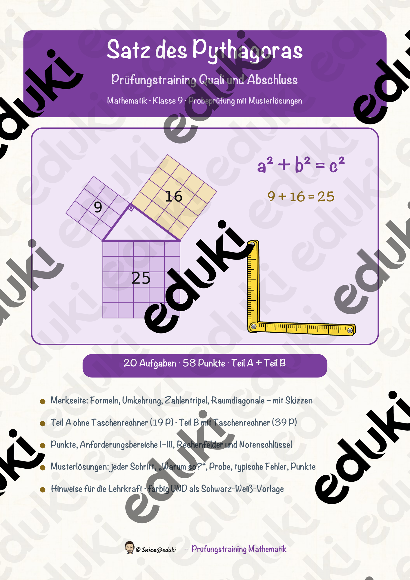 Satz des Pythagoras – Prüfungstraining Mathematik (Klasse 9)