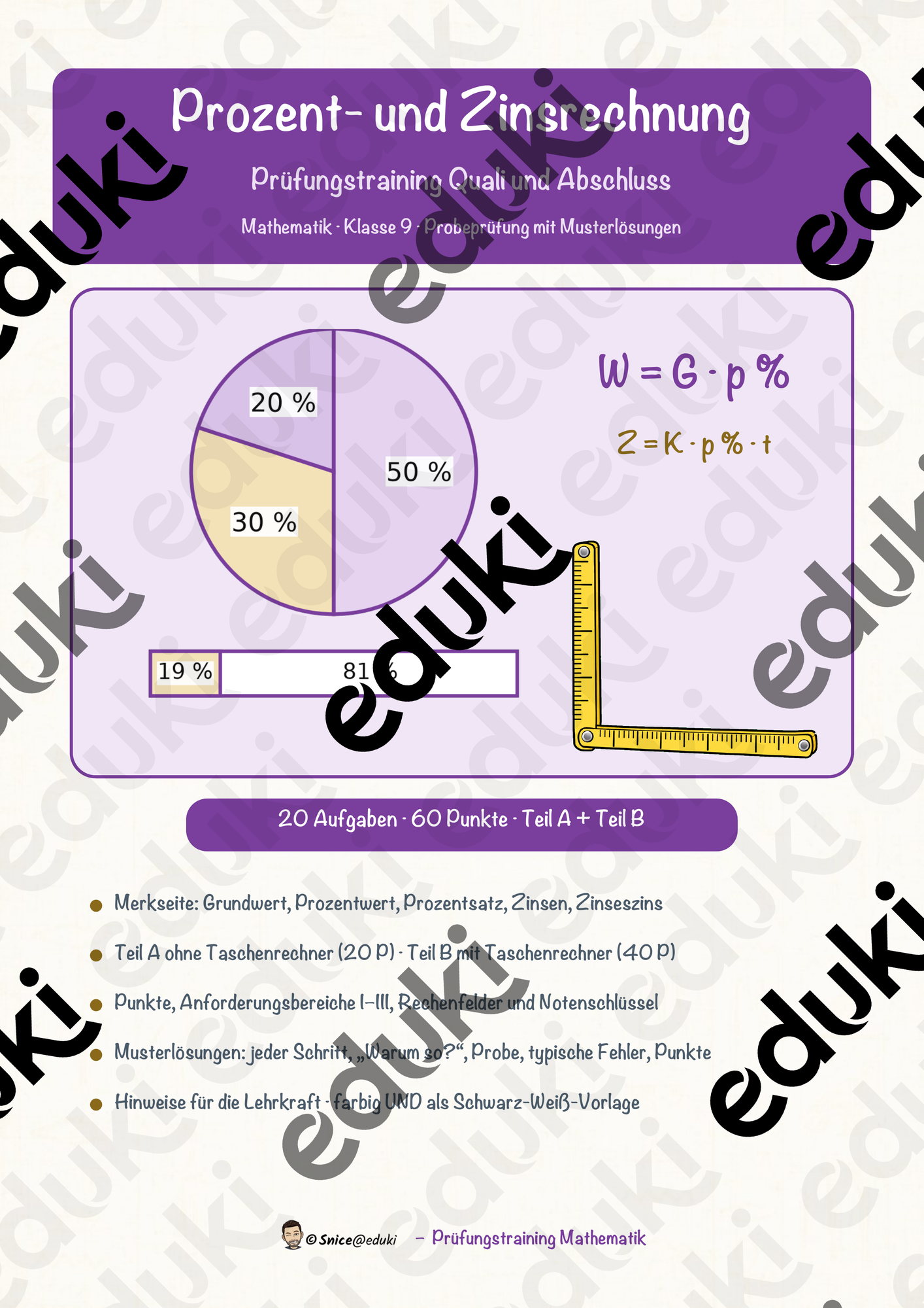 Prozent- und Zinsrechnung – Prüfungstraining Mathematik (Klasse 9)
