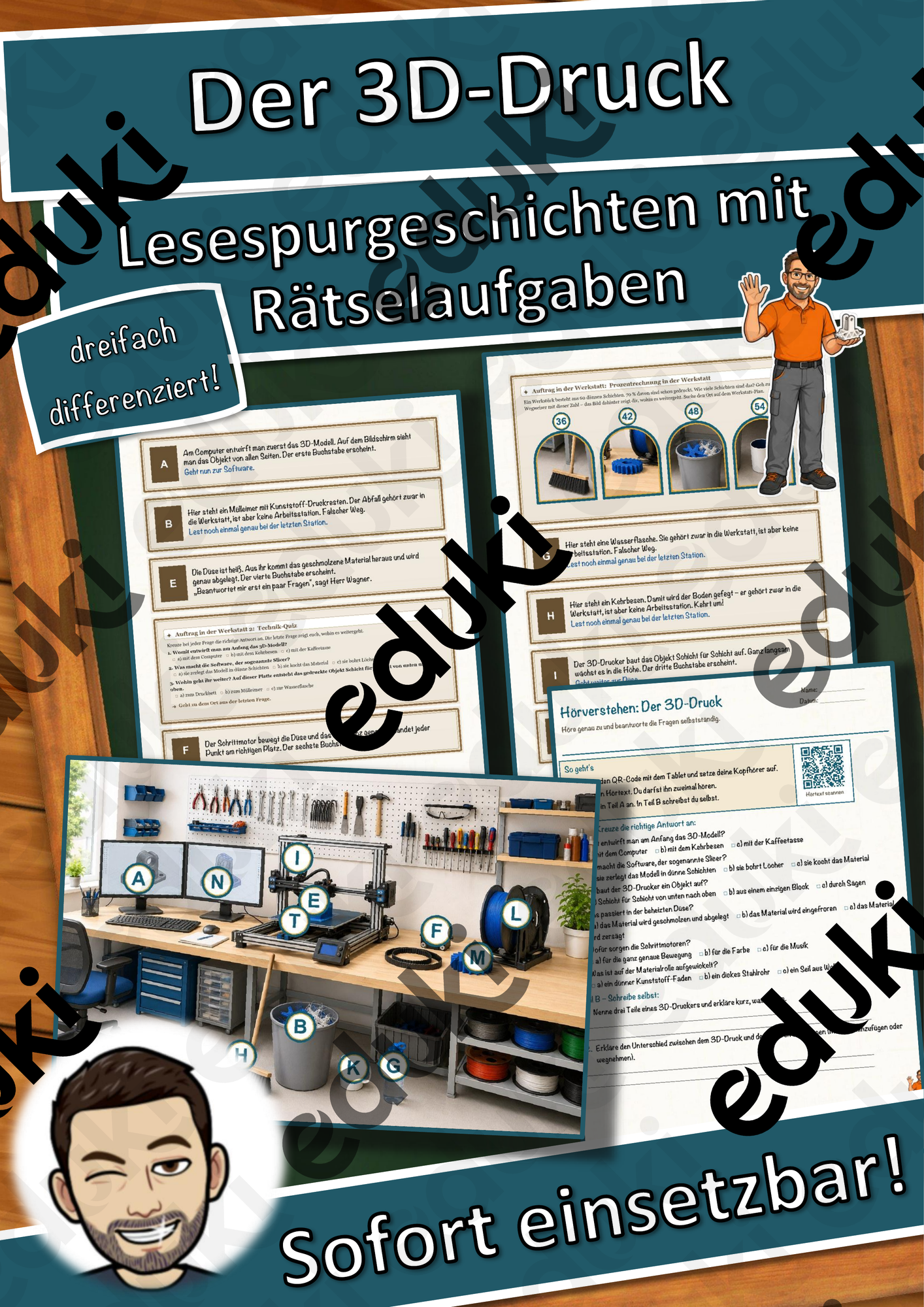 Der 3D-Druck – In der Technik-Werkstatt – Lesespurgeschichte mit Rätselaufgaben (Klasse 9)