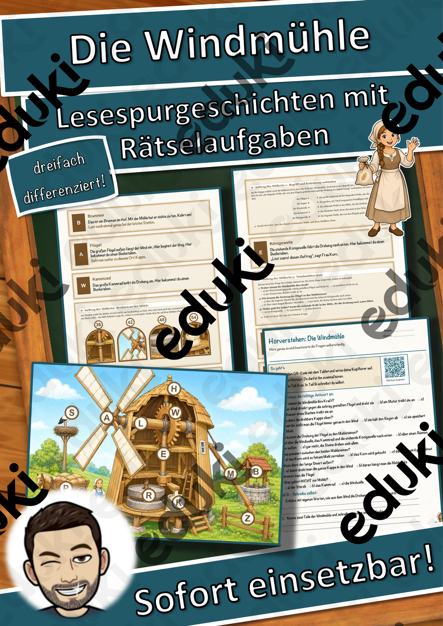 Die Windmühle – Lesespurgeschichte mit Rätselaufgaben (Klasse 8)