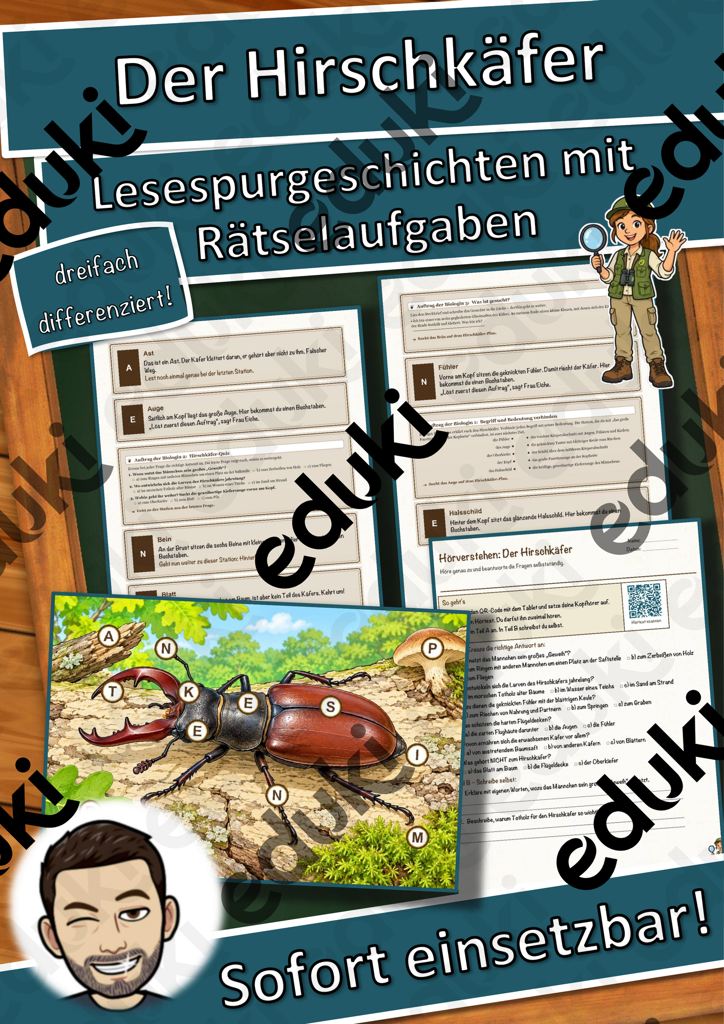 Der Hirschkäfer – Lesespurgeschichte mit Rätselaufgaben (Klasse 8)