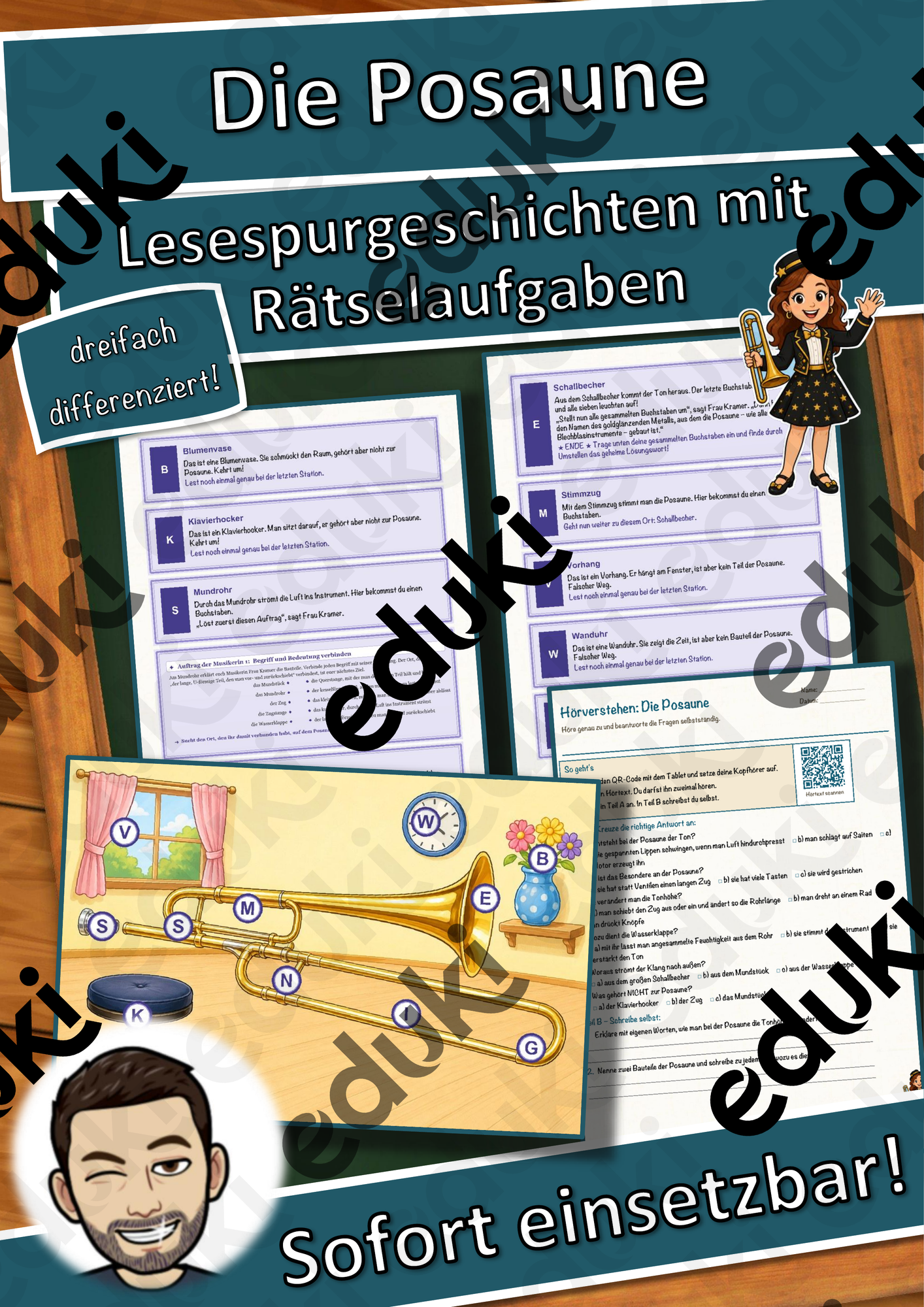 Die Posaune – Lesespurgeschichte mit Rätselaufgaben (Klasse 8)