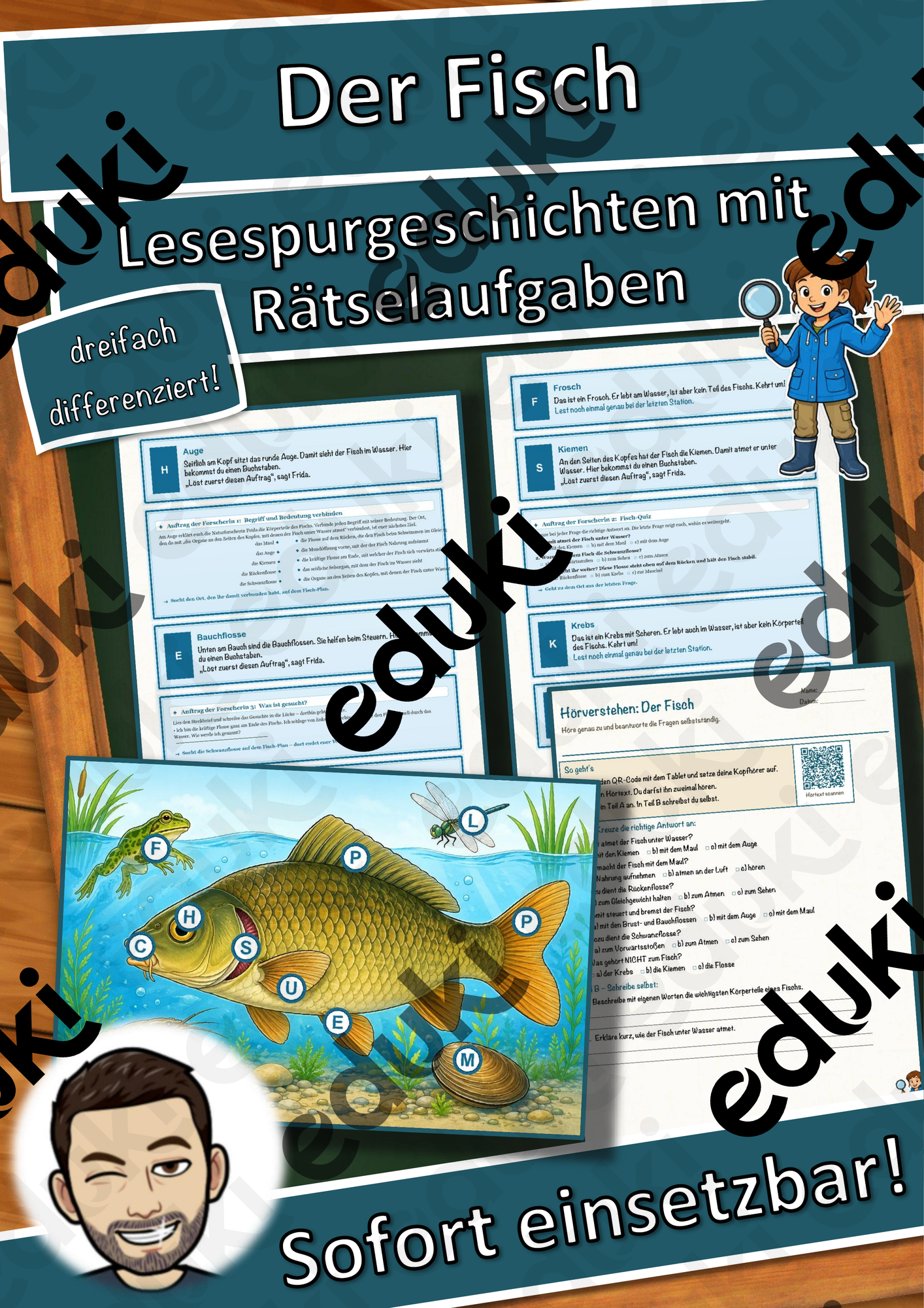 Der Fisch – Lesespurgeschichte mit Rätselaufgaben (Klasse 5) – Vorschau